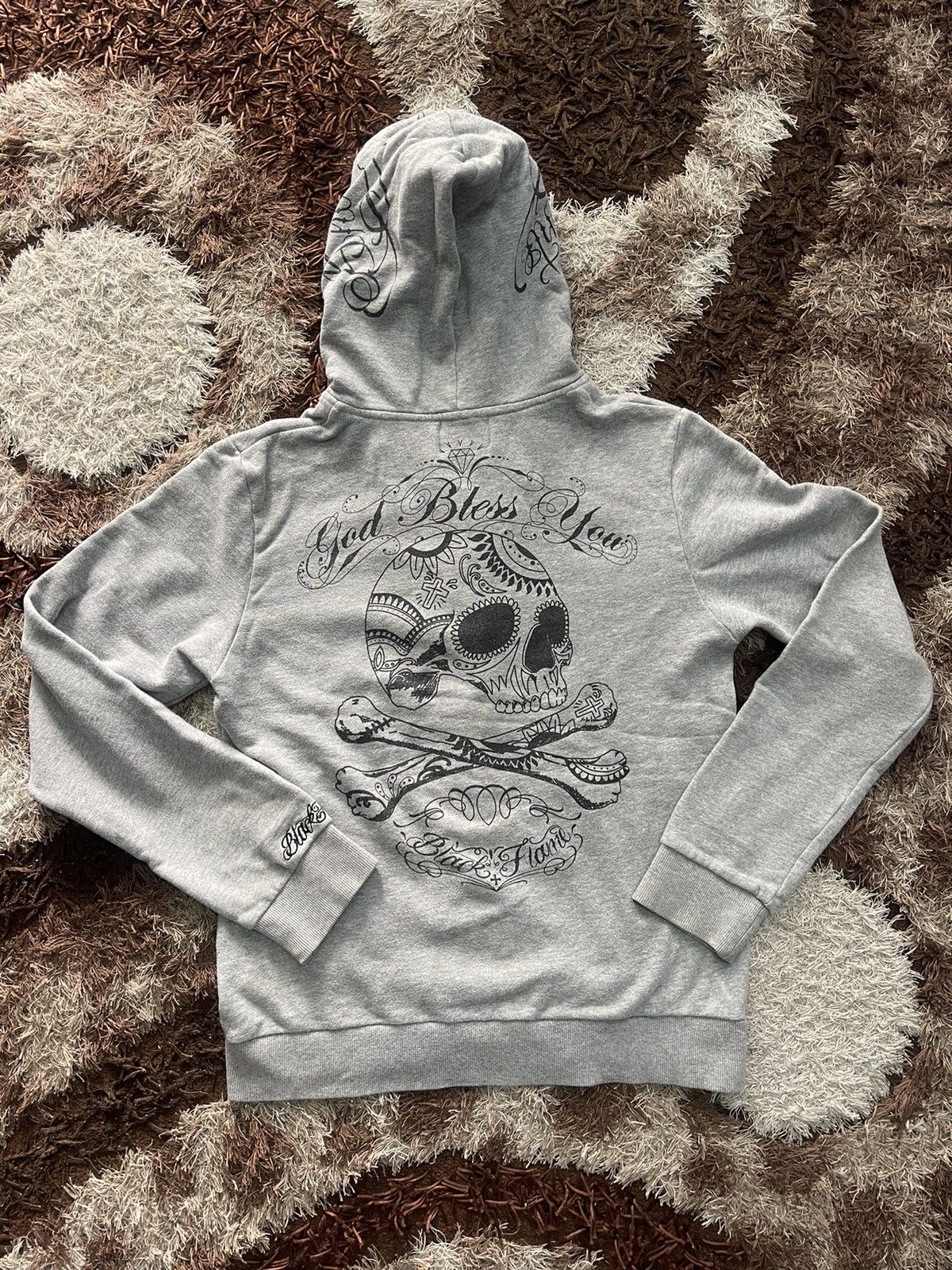Japanese Brand × Vintage VINTAGE BLACK FLAME SKULLS ZIPPER UP VERY RARE Size US S / EU 44-46 / 1 - 1 Thumbnail