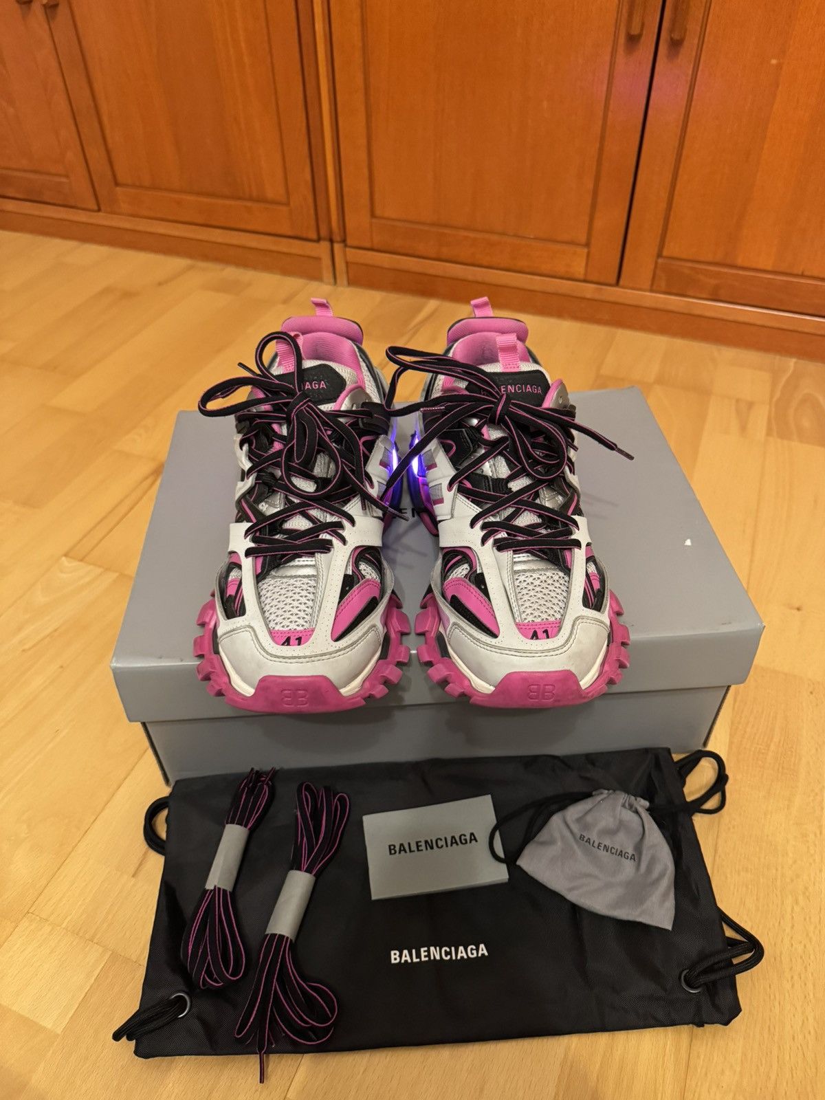 Balenciaga Balenciaga LED Track Black Pink Grey Size US 8 / EU 41 - 7 Thumbnail