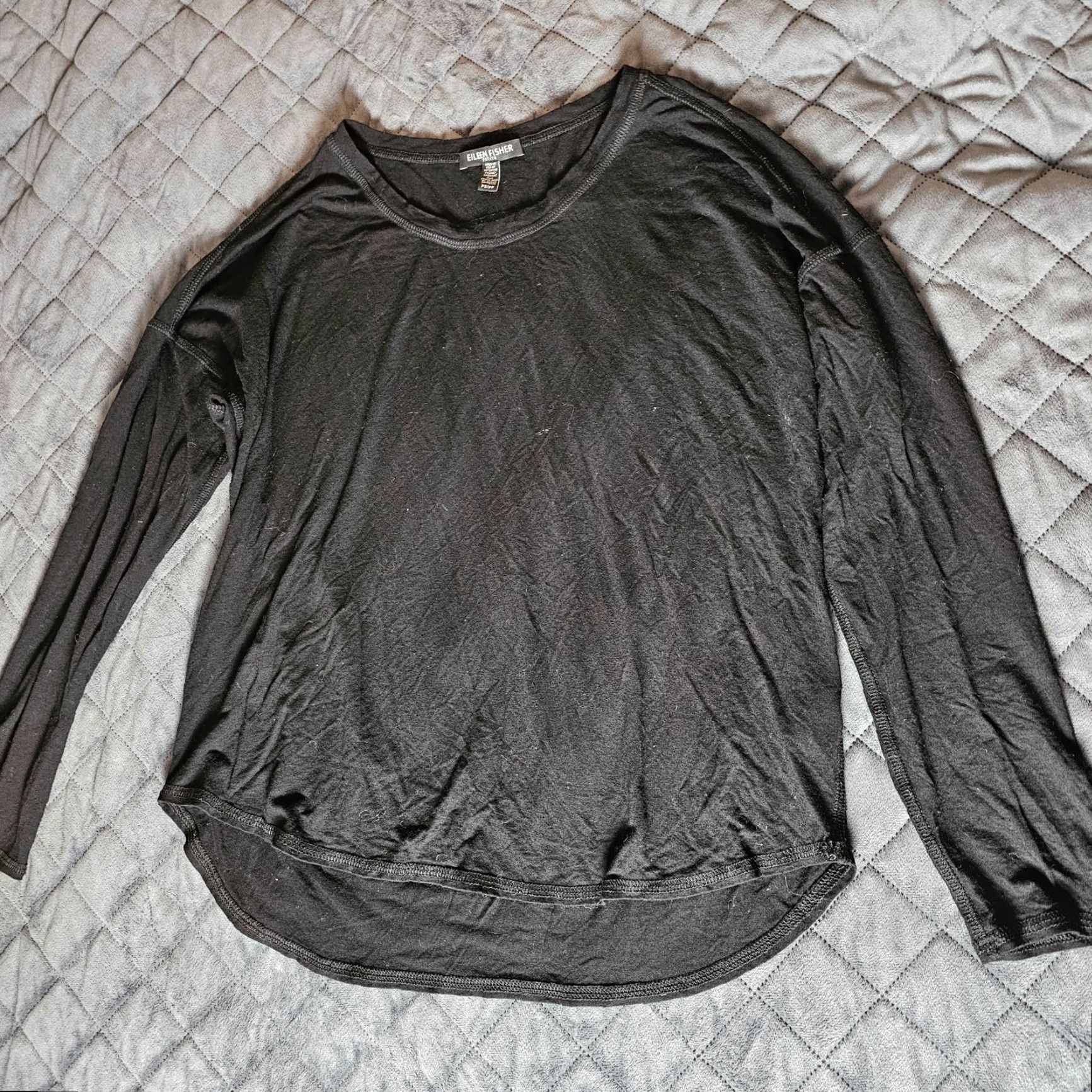 Eileen Fisher Eileen Fisher Petite Black Blouse Bateau Neck Top Sz S Pullover Long Sleeve Size S / US 4 / IT 40 - 5 Thumbnail