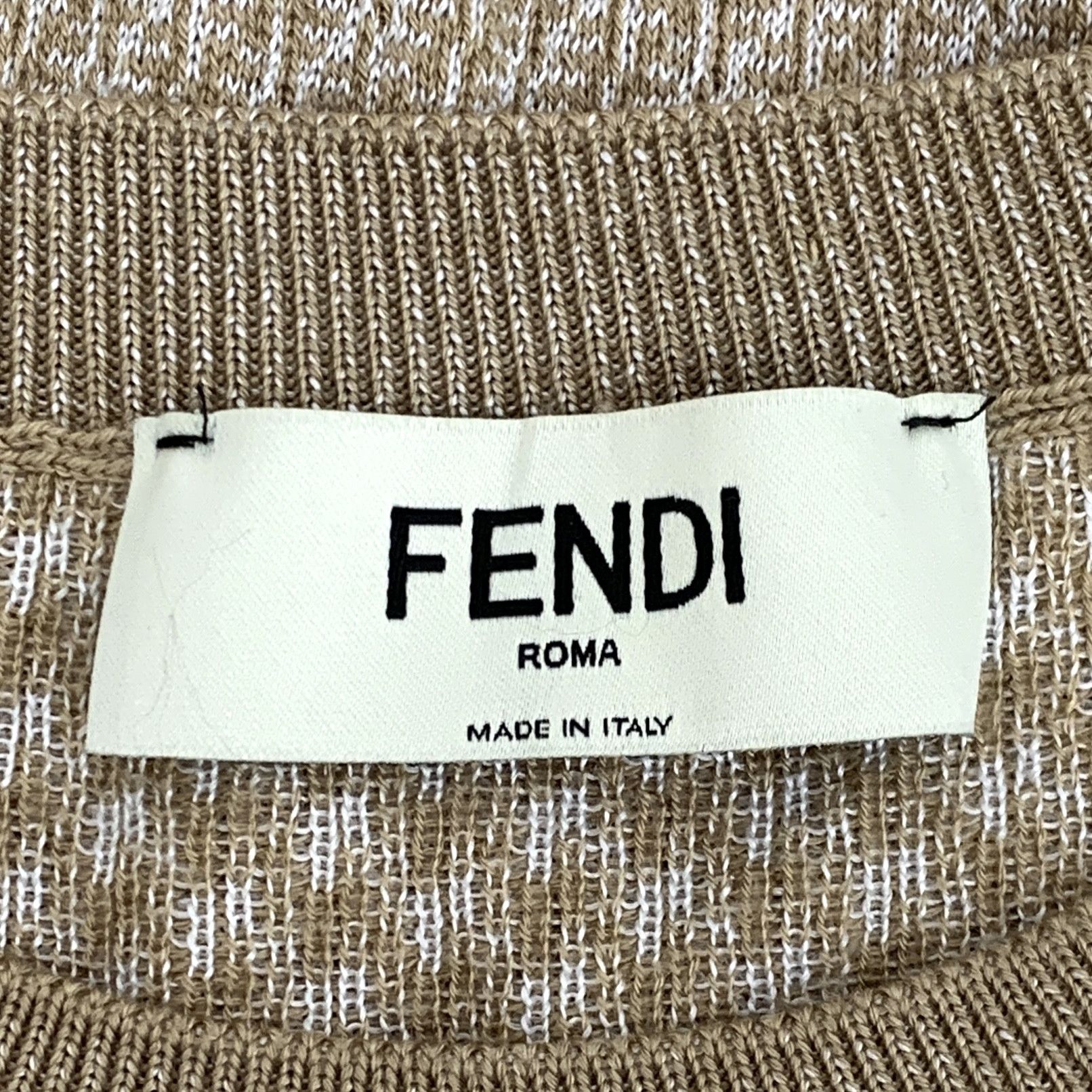 Fendi Fendi Logo Appliqué Wool Tee Brown (40) Size S / US 4 / IT 40 - 6 Thumbnail