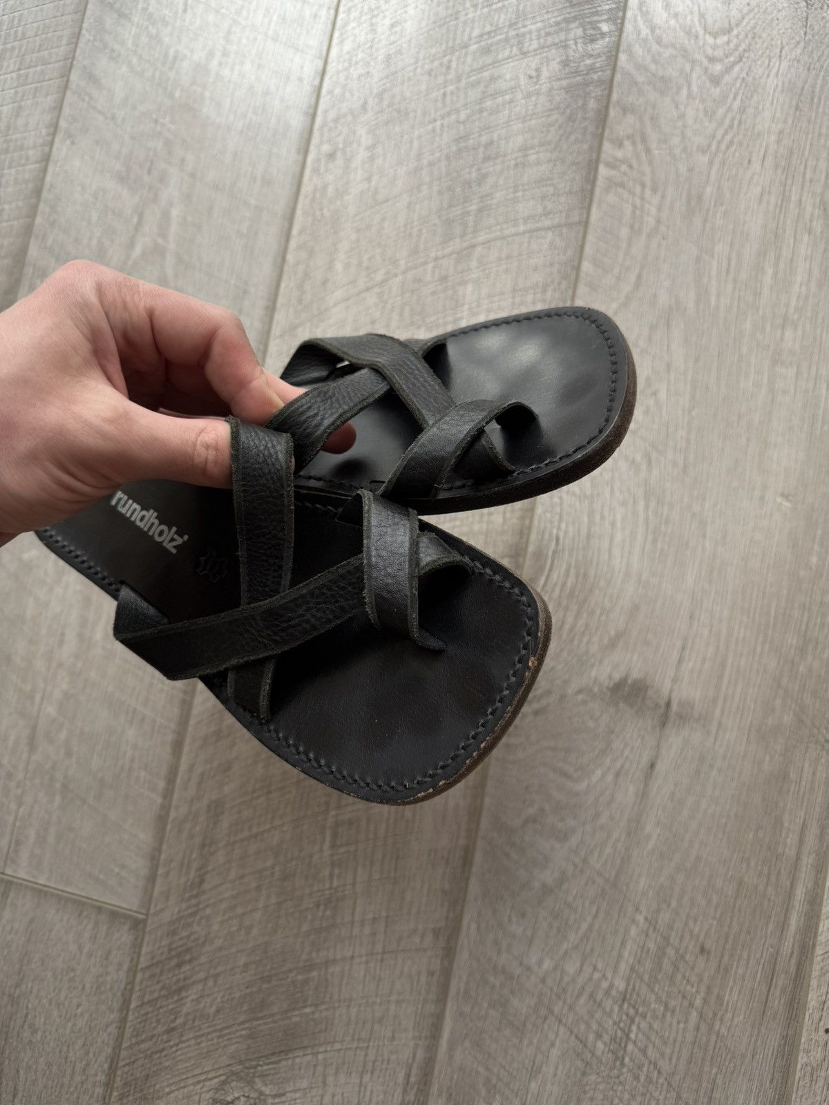 Rundholz Rundholz Vintage Leather Avant Garde Gothic Slide Slippers Size US 5.5 / EU 38 - 3 Thumbnail