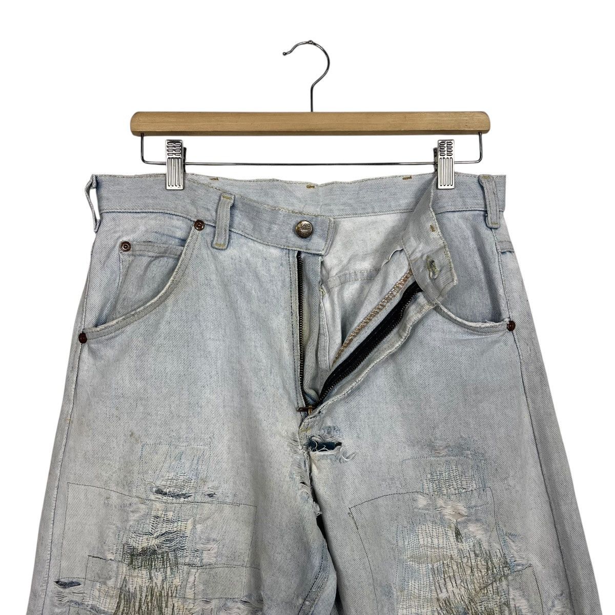 Lee Vintage Lee Sashiko Distressed Workwear Denim Jeans Size US 31 - 16 Thumbnail