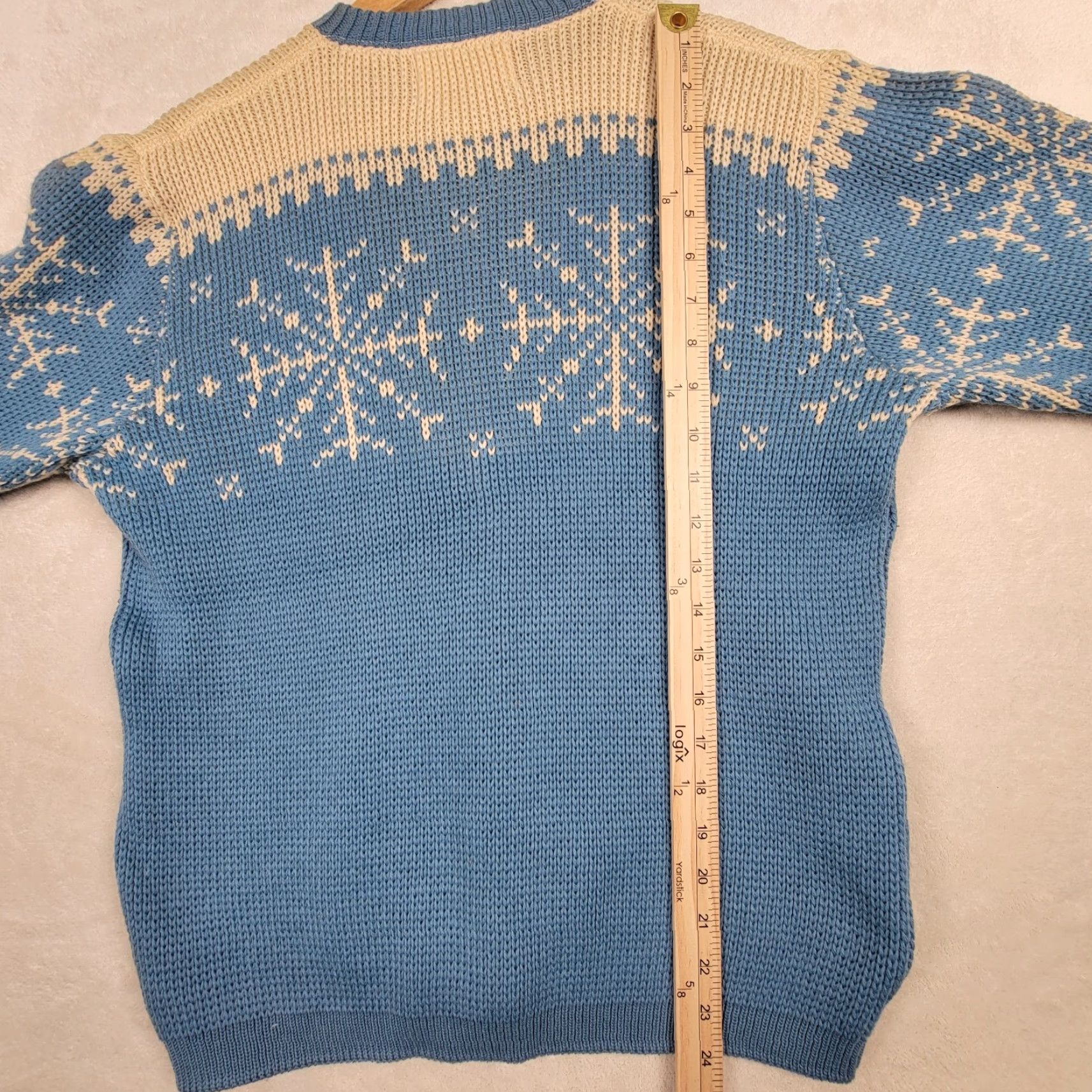 Vintage VINTAGE Jersild Blue Sweater Cardigan Cream Accents Size ML/US Size L 1980s Wool Mens Womens? Size L / US 10 / IT 46 - 5 Thumbnail