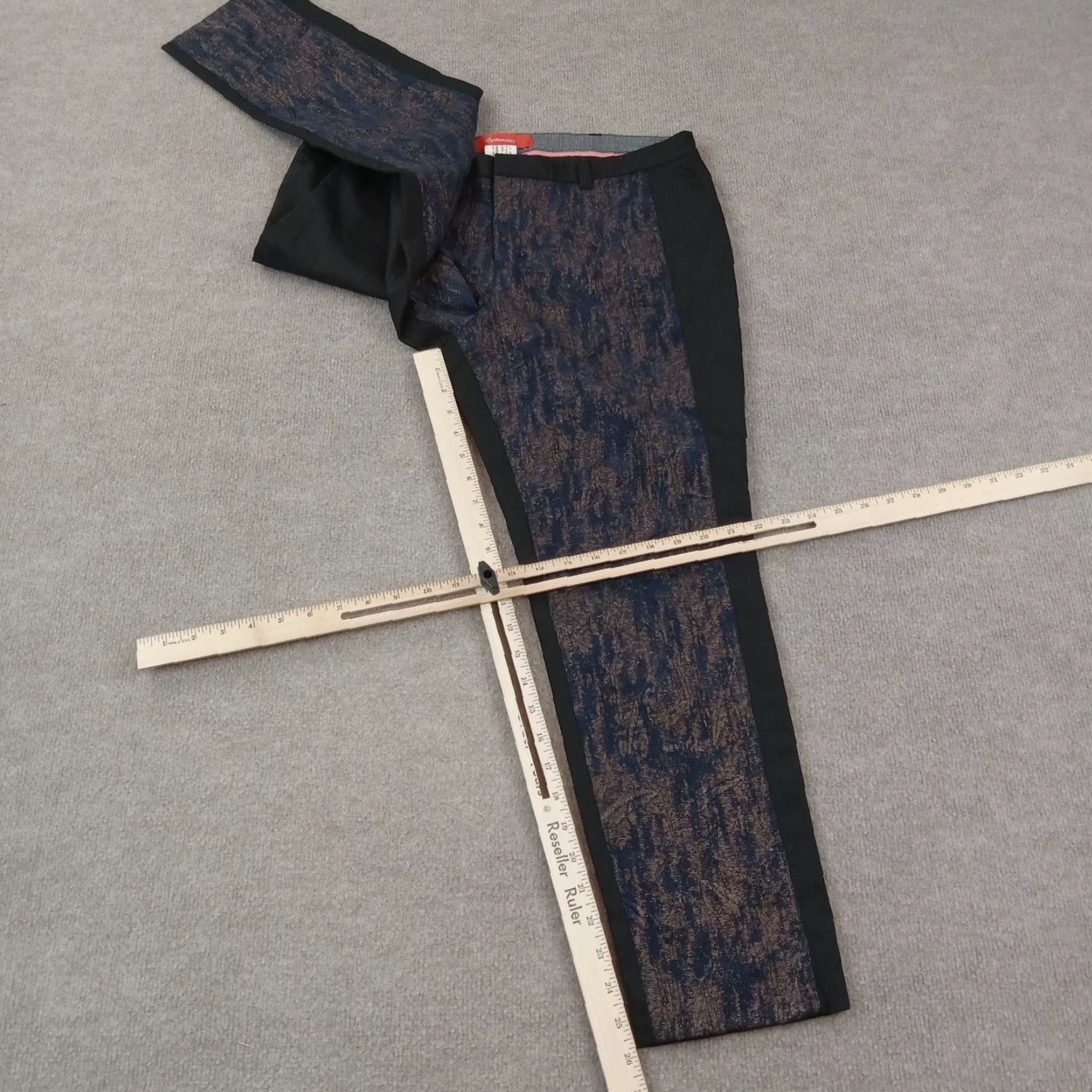 Vintage Cartonnier Women's Black Metallic Straight Leg Stretch Pants Size 12 Size 34" / US 12 / IT 48 - 2 Thumbnail