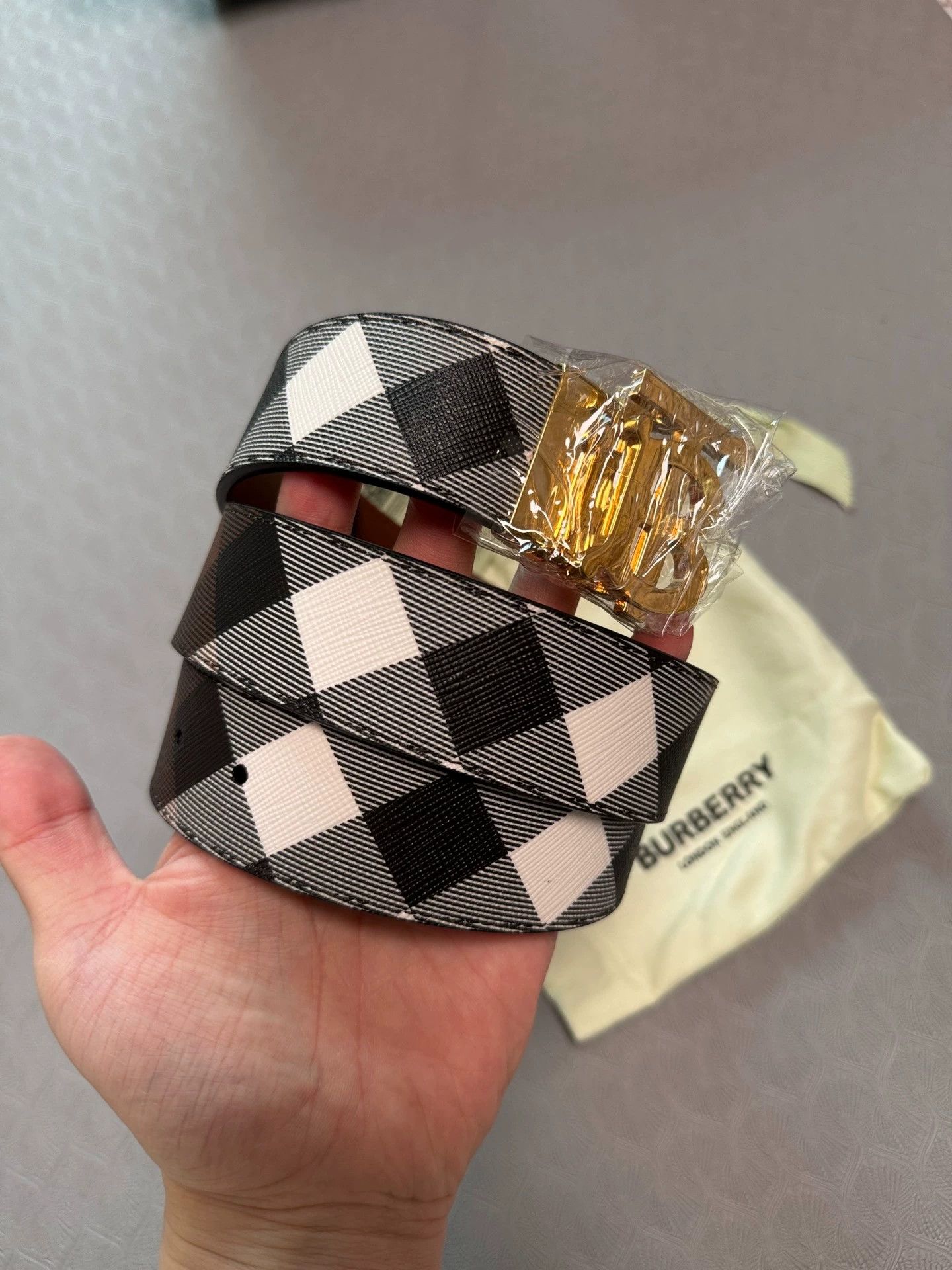 Burberry Burberry Men's Brown Check Monogram Buckle Belt Size ONE SIZE - 1 Thumbnail