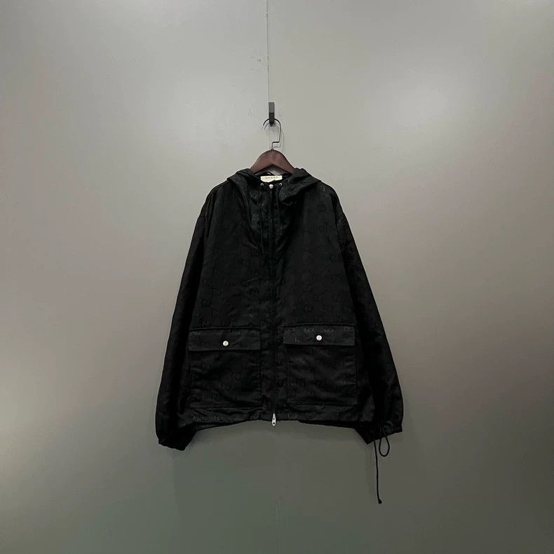Gucci Black Hooded Logo Jacket for Men - dmc