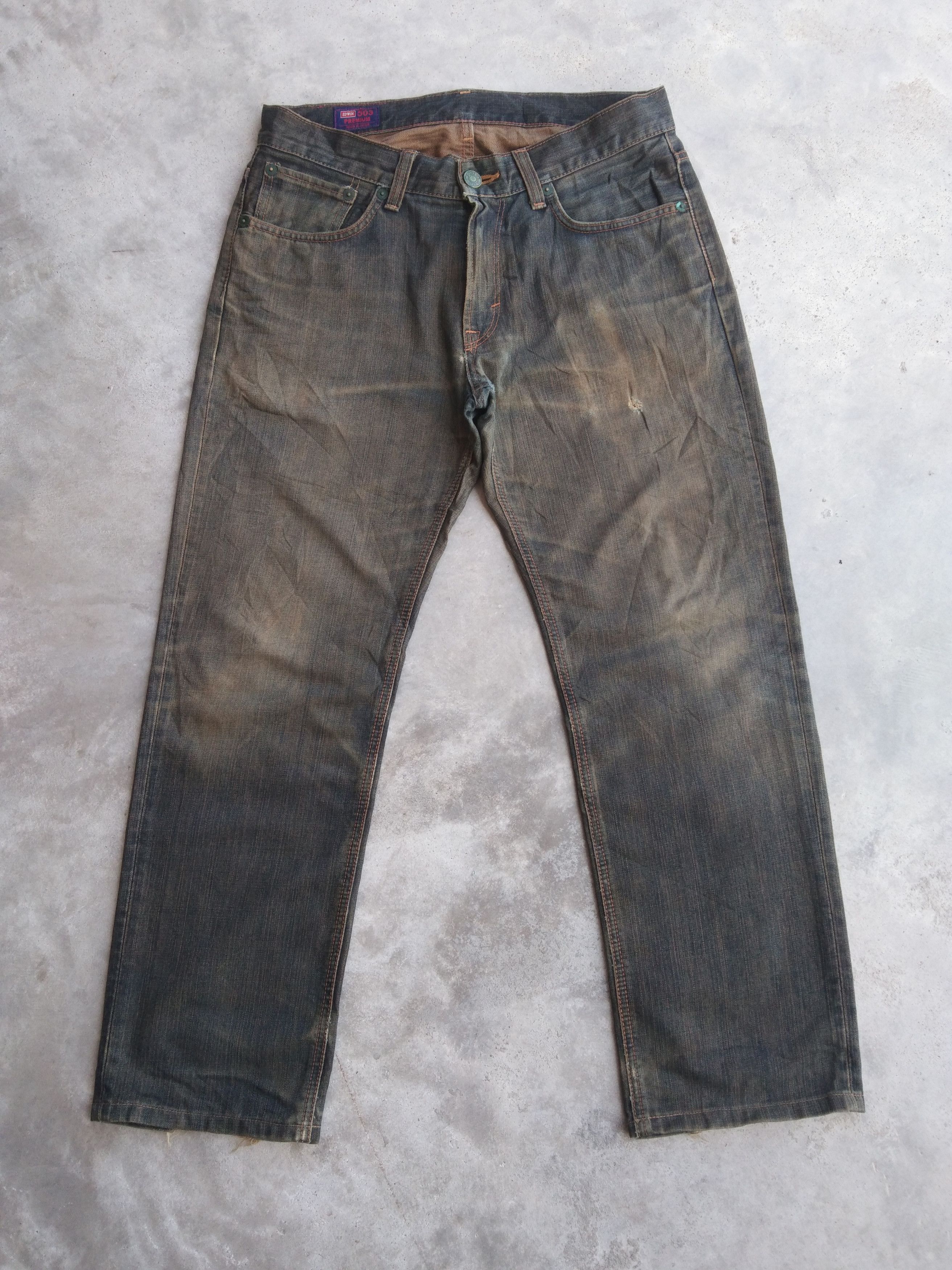 Vintage Edwin Mud Wash Made In Japan Distressed Jeans 33x29
