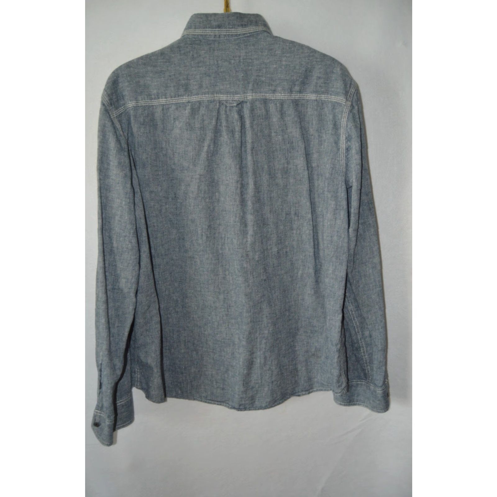 Converse Converse One Star Mens Long Sleeve Button Up Shirt XL Linen Blend Blue Heather Size US XL / EU 56 / 4 - 2 Thumbnail