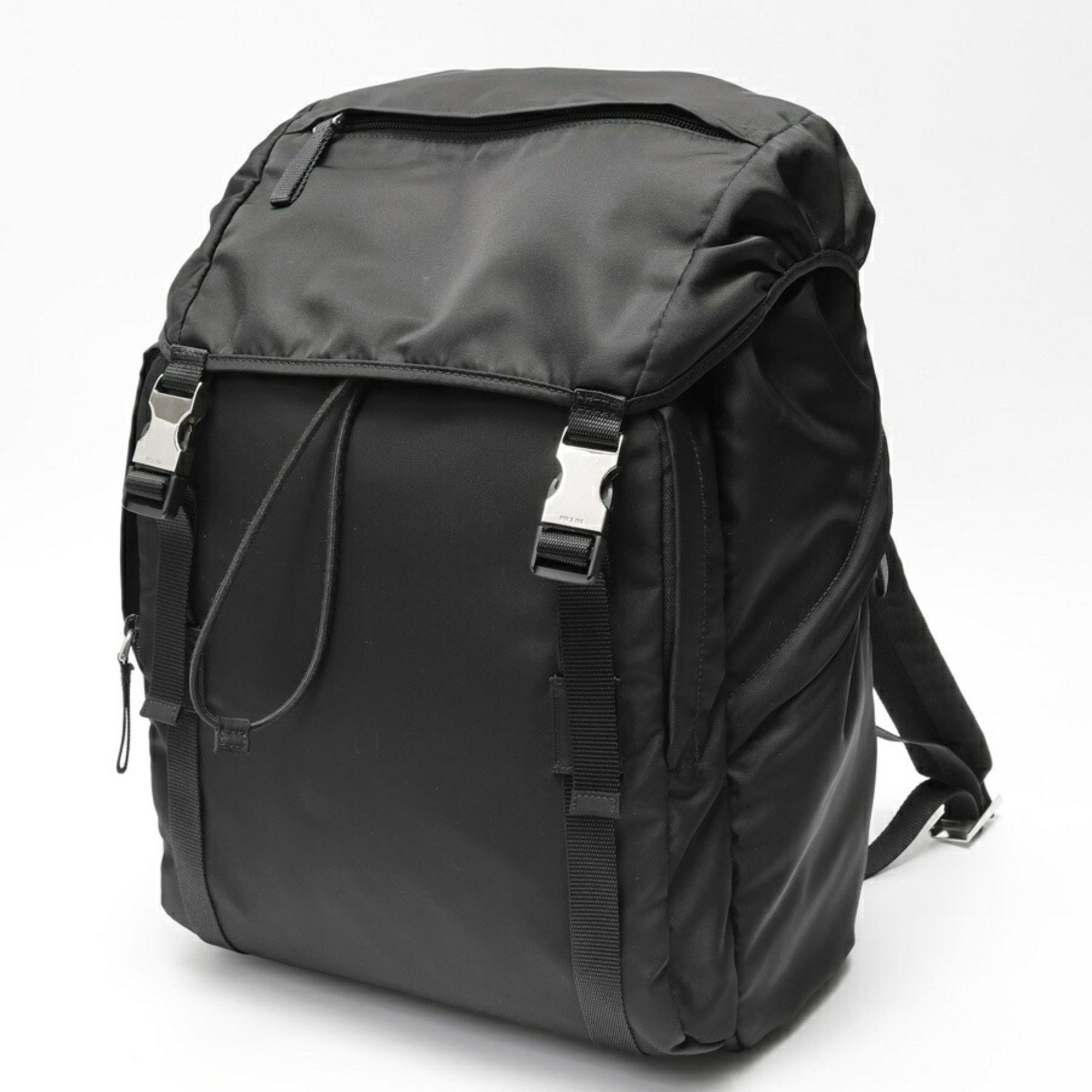 PRADA Backpack Nylon Black Silver Auth Authentic New Prada Black Nylon With Silver Hardware  main image 4