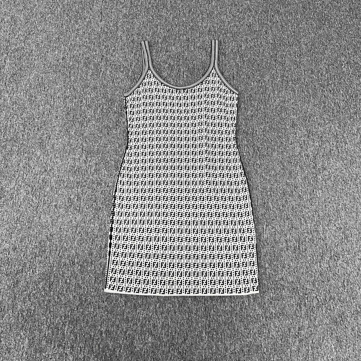 Fendi Fendi FF Print Black White Knit Cami Dress Size M / US 6-8 / IT 42-44 - 1 Thumbnail