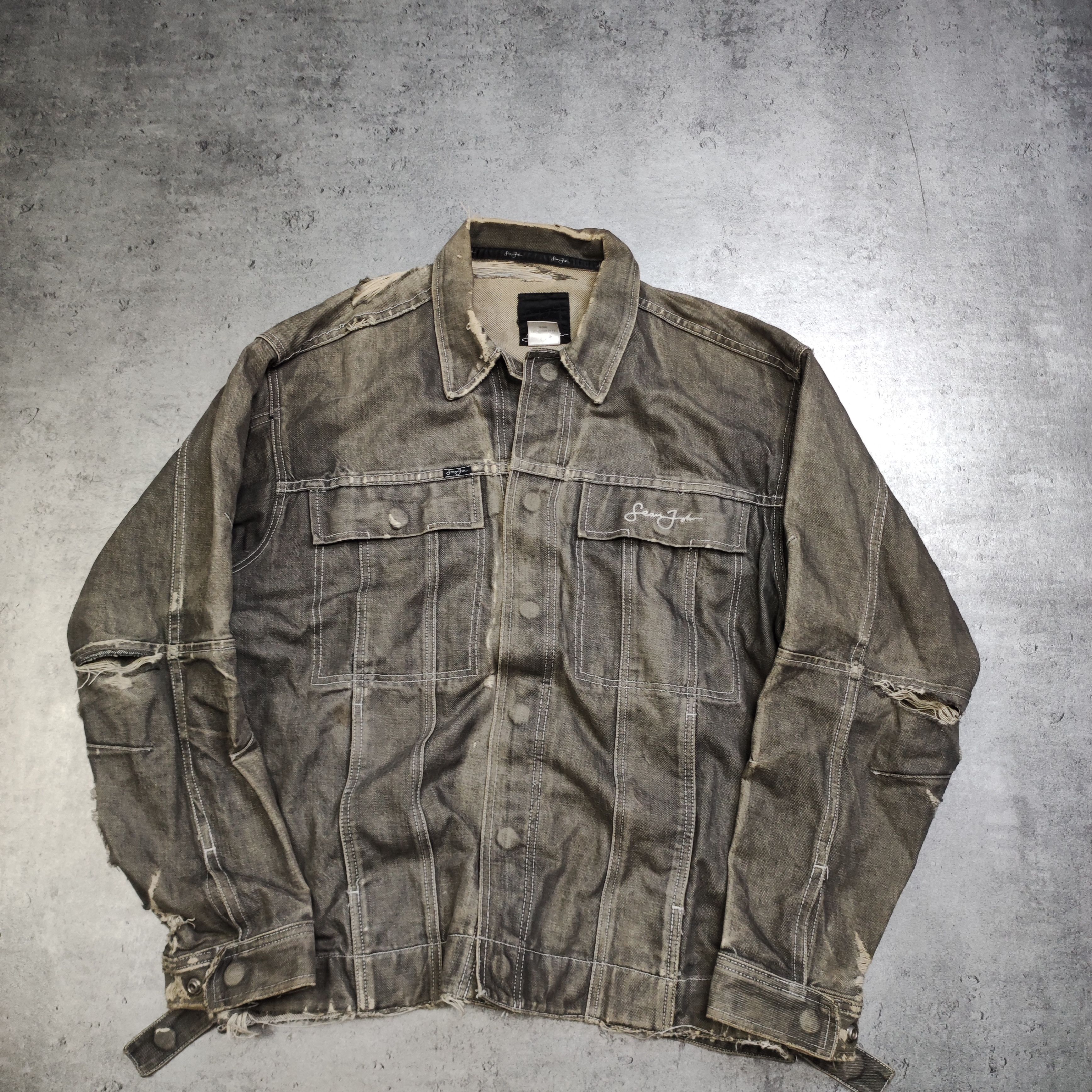 Sean John × Vintage RARE OG Sean John Washed Distressed Light Pocket Jacket Size US L / EU 52-54 / 3 - 2 Thumbnail