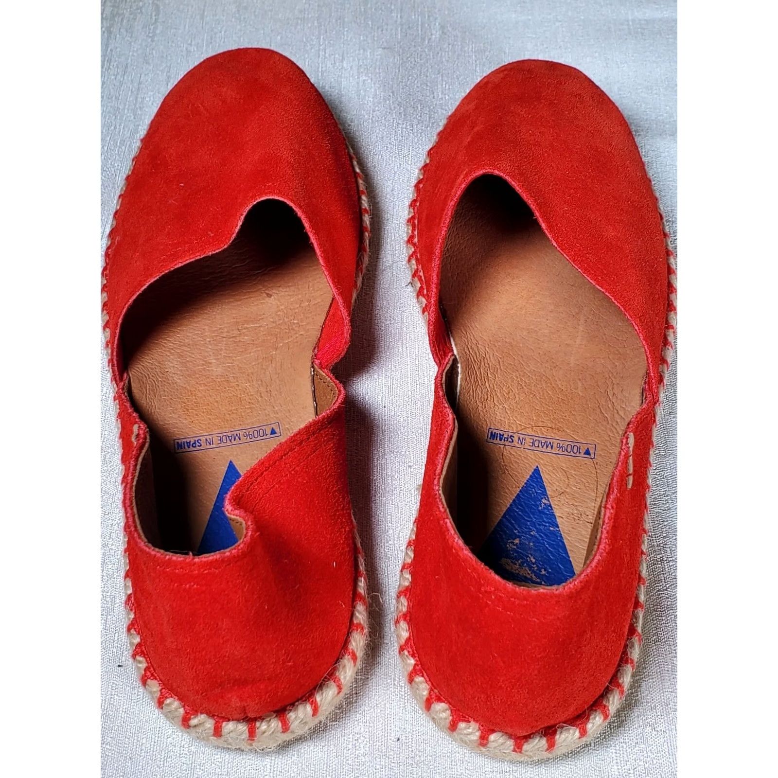 Vintage Verbenas Carmen Espadrilles Flat Women US 10.5 EU 41 Suede Leather Fire Red Slip On Jute Rubber Breathable Lightweight Size US 11 / IT 41 - 5 Thumbnail