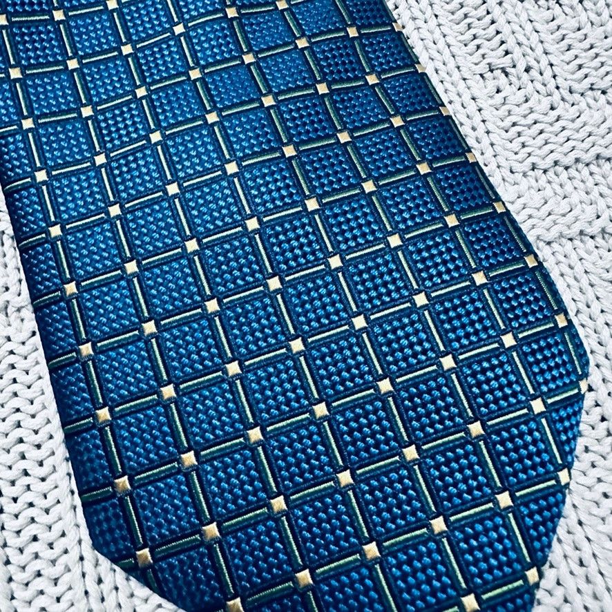 Other Henry Jacobson blue geometric plaid silk tie Size ONE SIZE - 2 Thumbnail