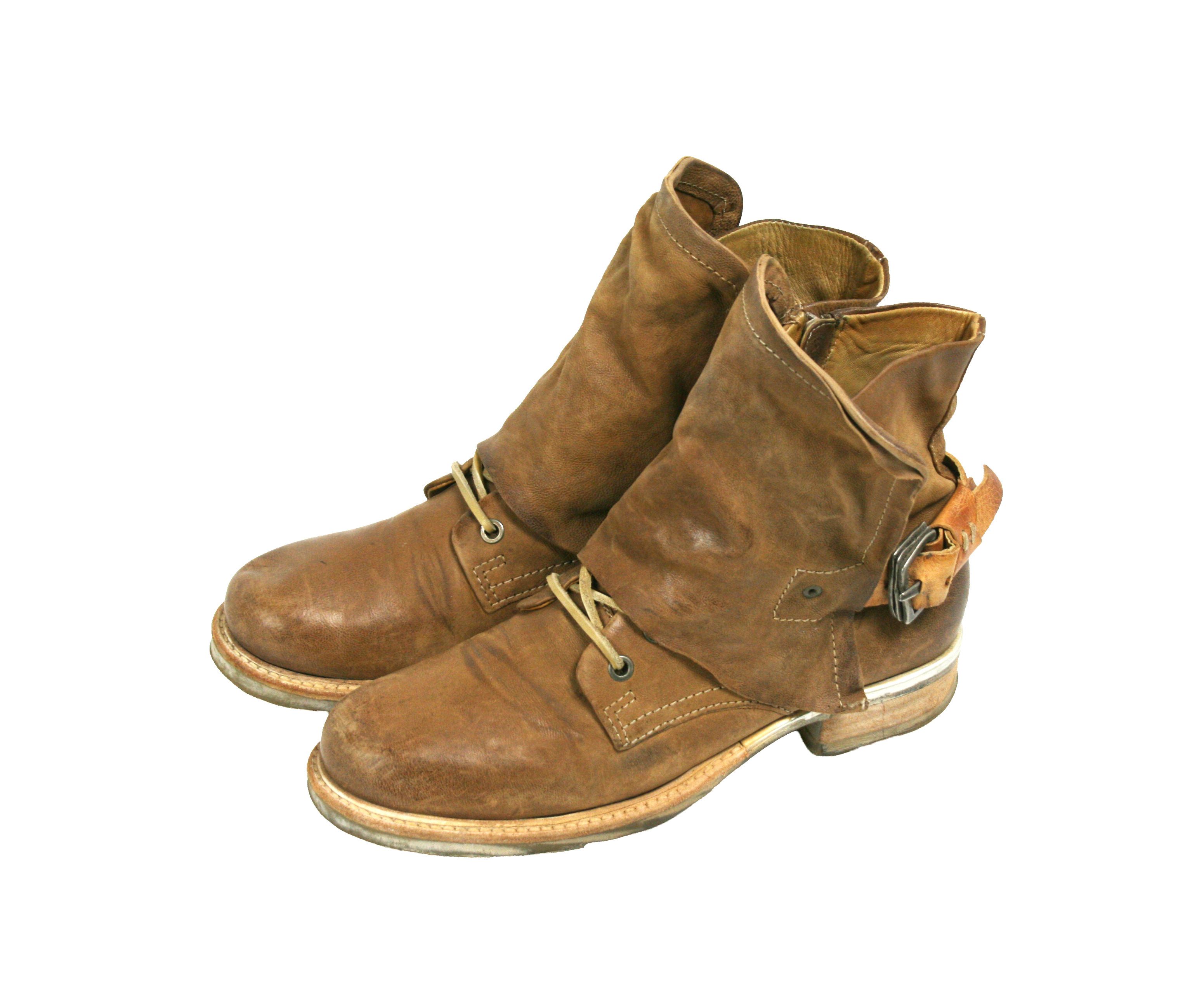A.S.98 00S Boho Grunge Biker Closed Leather Boots Vintage Size US 9 / IT 39 - 3 Thumbnail