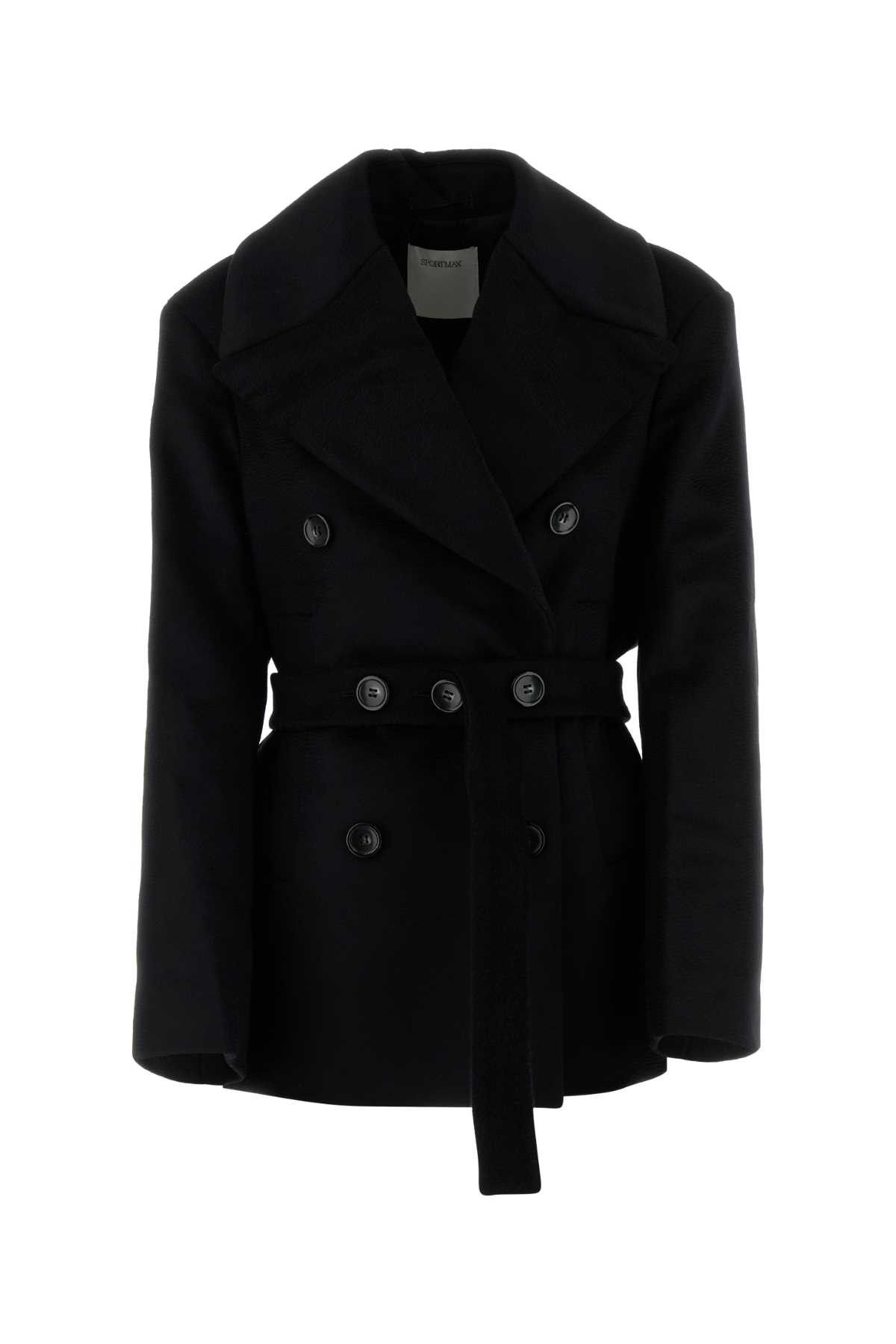 コート SPORTMAX BLACK WOOL ORCHIS COAT Sportmax Black Wool Orchis Coat | Grailed
