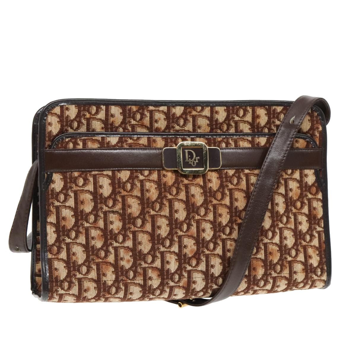 Trotter Brown Canvas Shoulder Bag (Pre-Owned)