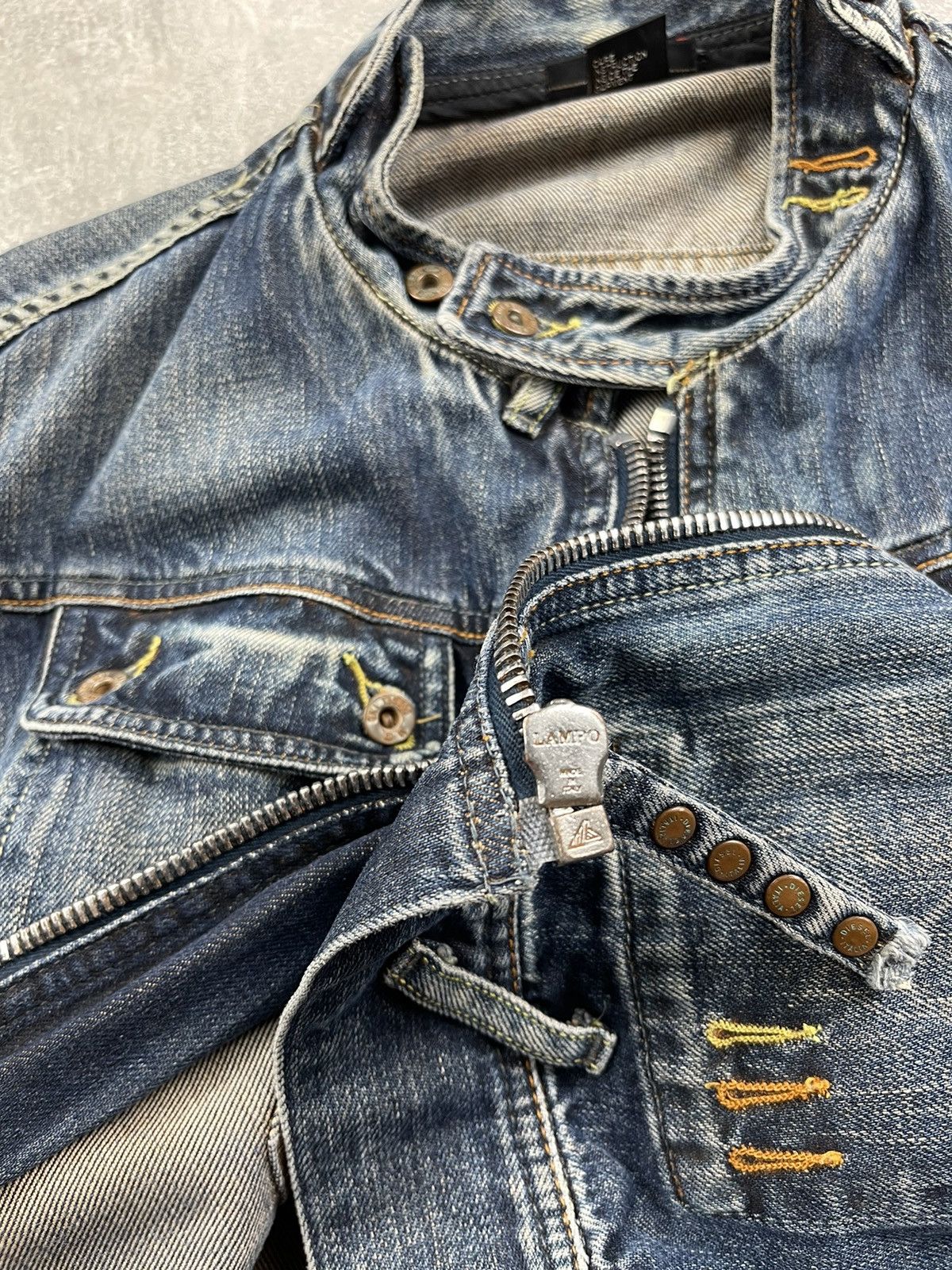 Diesel × Vintage Diesel Rare Denim Vintage Faded Jacket Biker Distressed Size US XL / EU 56 / 4 - 9 Thumbnail