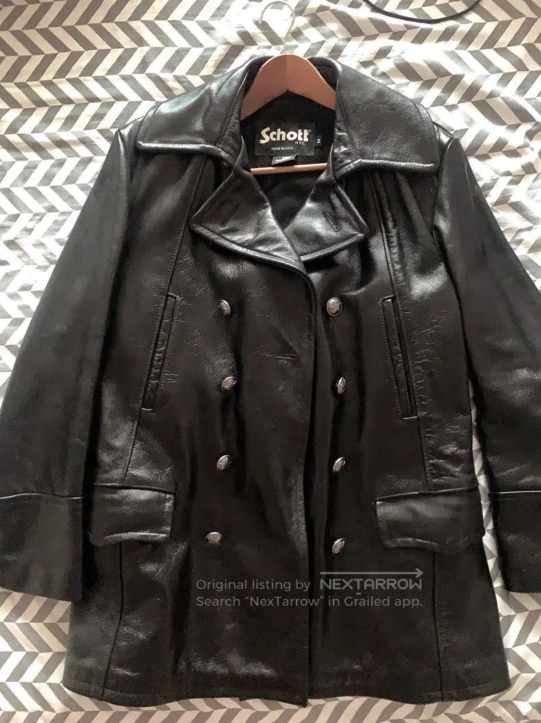 Schott Schott Classic navy slim-fitting double-breasted cowhide r Size US M / EU 48-50 / 2 - 2 Thumbnail