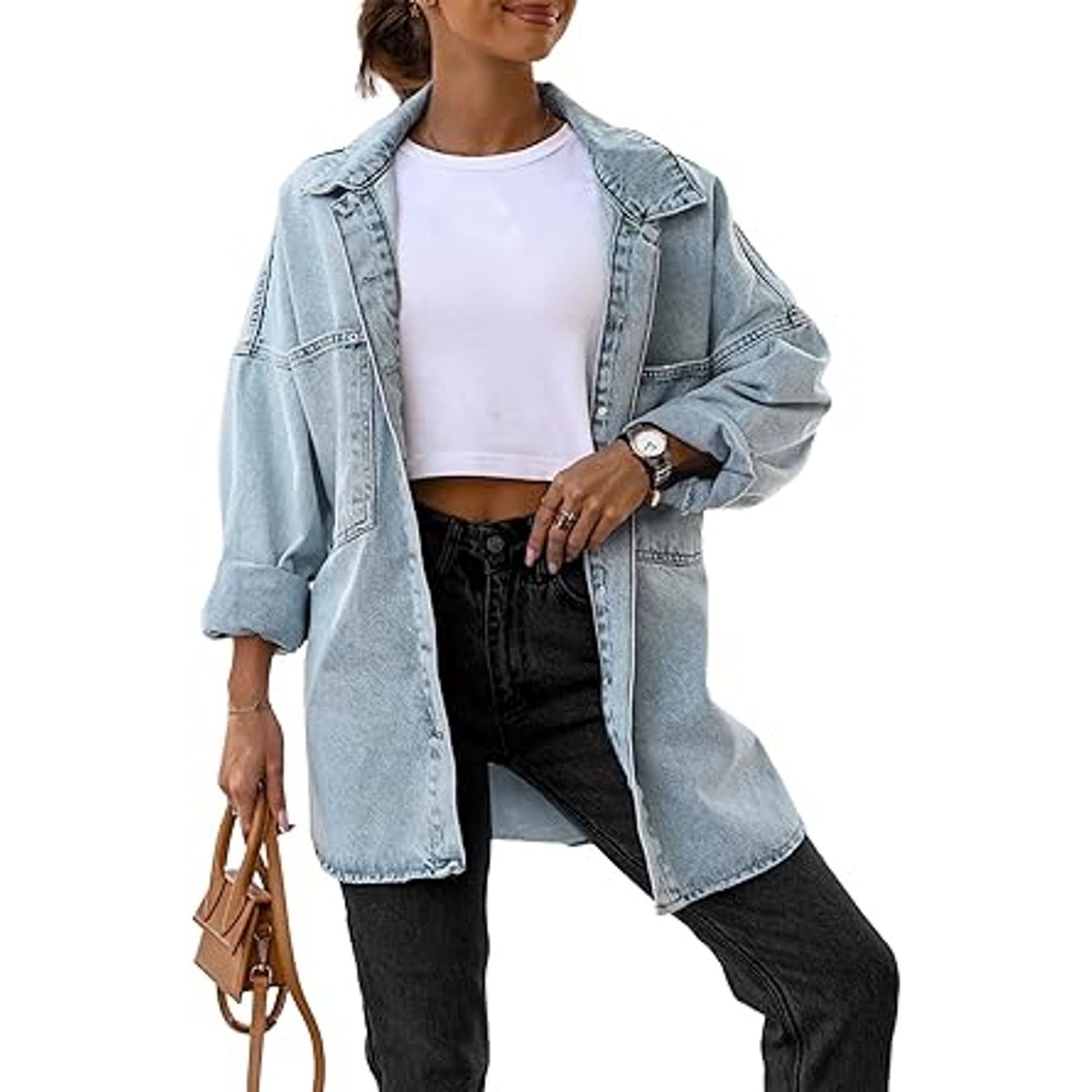 Other Women's Oversized Denim Jackets Casual Button Down Long Size XL / US 12-14 / IT 48-50 - 1 Thumbnail