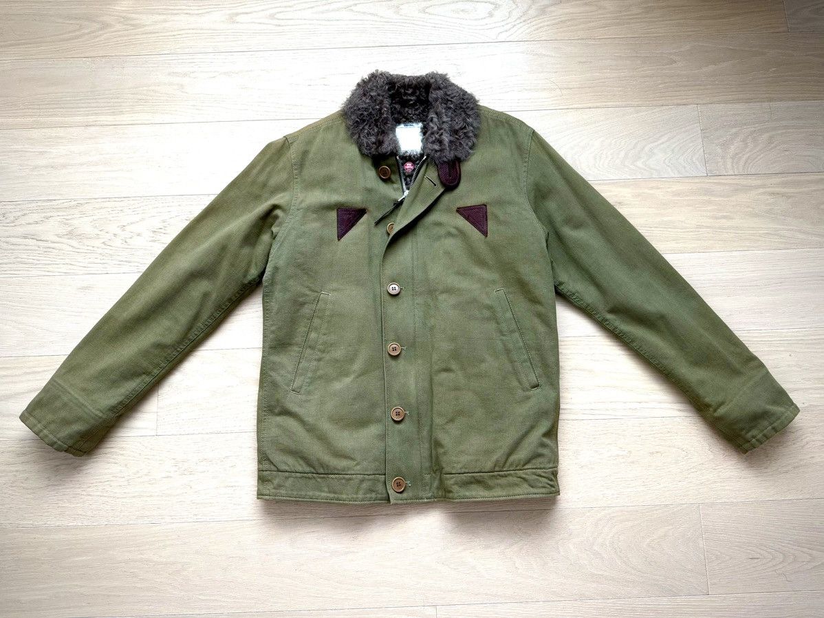 ジャケット・アウター visvim DECKHAND JACKET SHEEP LINING VISVIM - Deckhand Albacore Stripe and Shearling-Trimmed