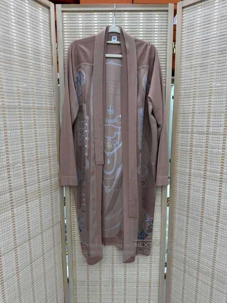 Hermes Hermes Pinkish brown cashmere and silk long cardigan Size XXS / US 00 / IT 34 - 1 Thumbnail