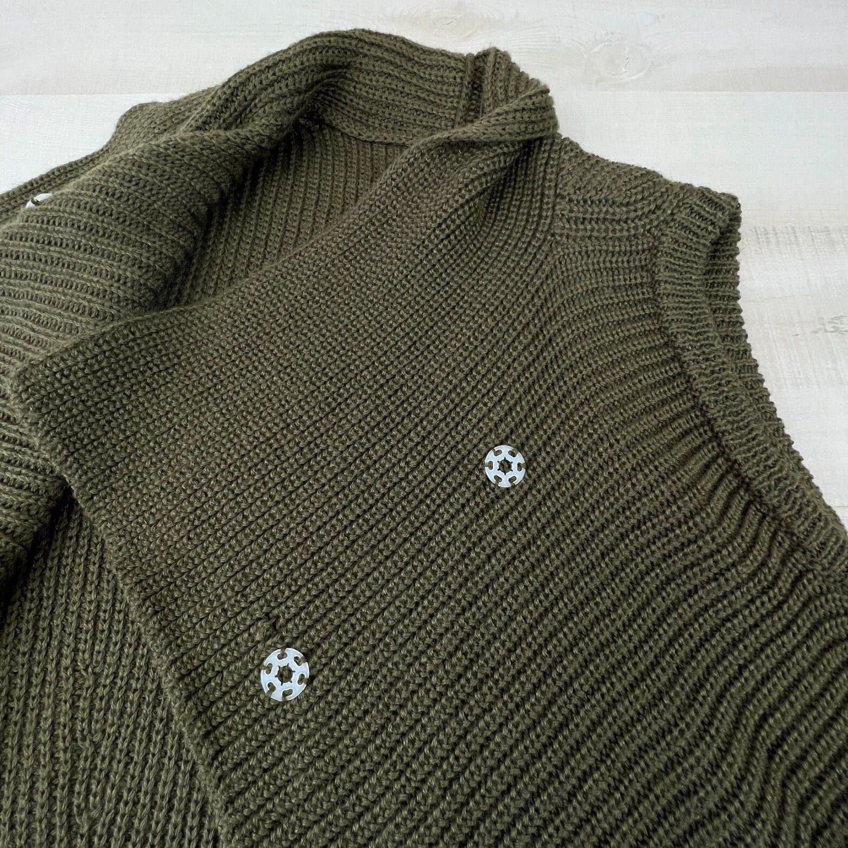 Vintage Chicos Womens Sweater Medium Olive Green Wool Blend Size M / US 6-8 / IT 42-44 - 7 Thumbnail