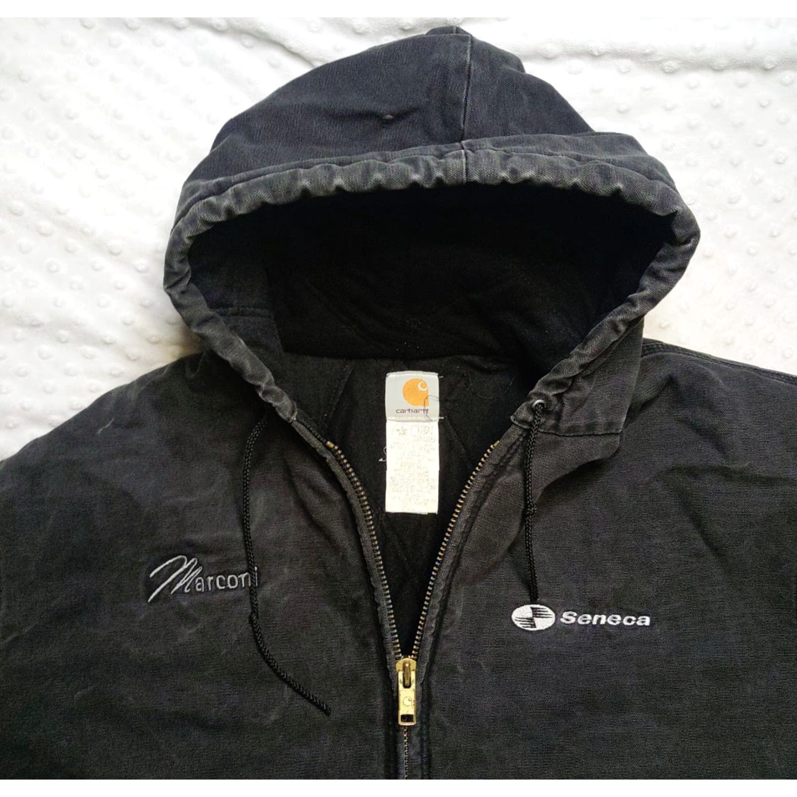 Carhartt VINTAGE Carhartt Jacket Mens 3XLT Black Hooded Full Zip Duck Active Lined USA Bomber Jacket Size US XXL / EU 58 / 5 - 4 Thumbnail