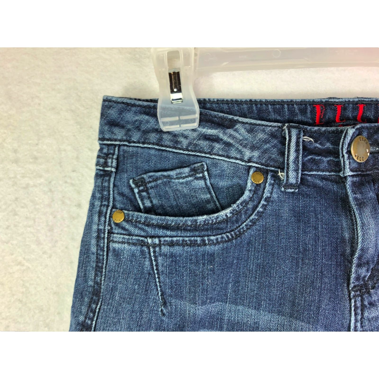 Vintage ELLE Paris Blue Jean Shorts Womens Size 2 29" Waist Measured Bottoms Regular Denim Cotton Black? No, Blue Size 29" - 2 Thumbnail