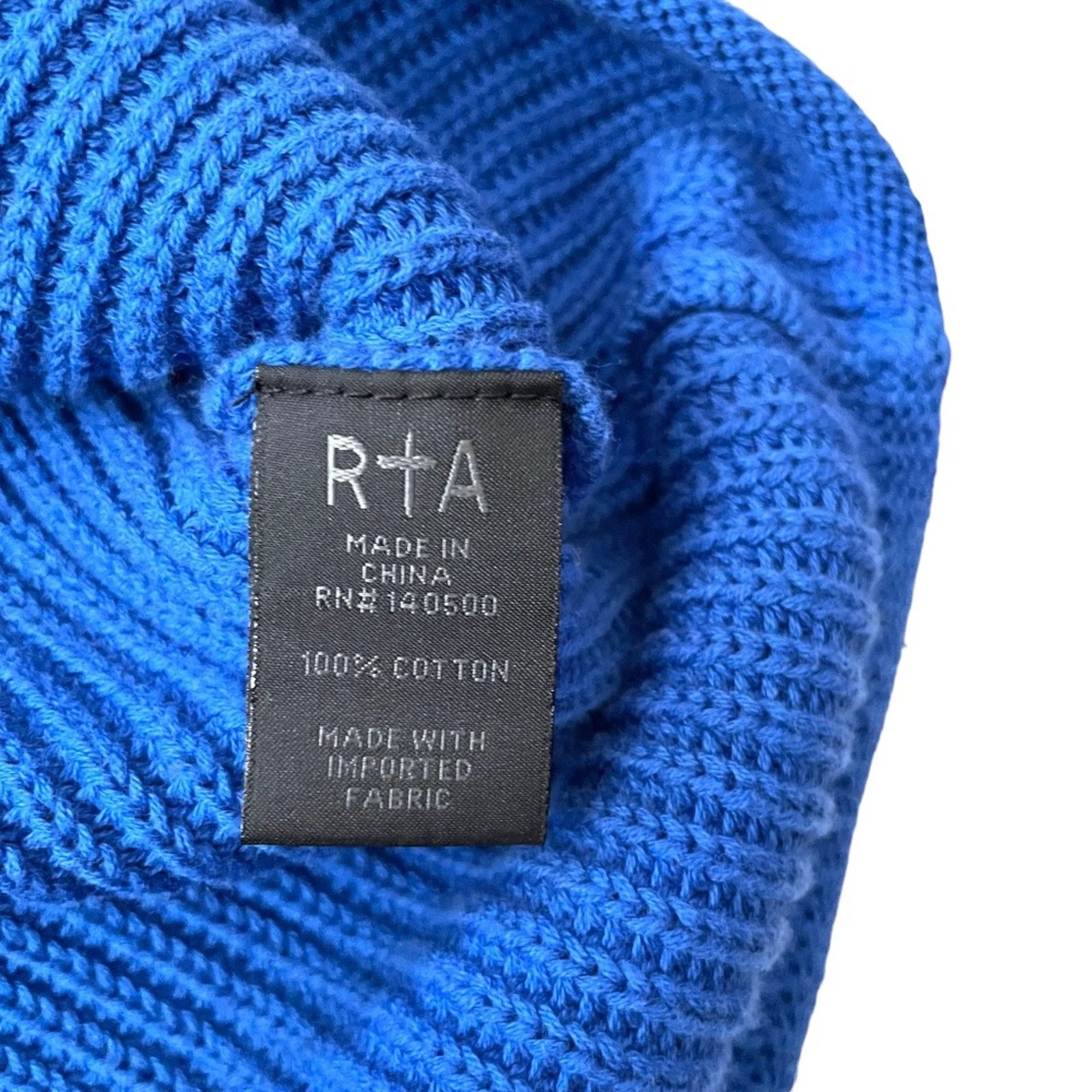 Rta RtA Langley Lagoon Blue Cutout Cotton Turtleneck Sweater Size S / US 4 / IT 40 - 4 Thumbnail