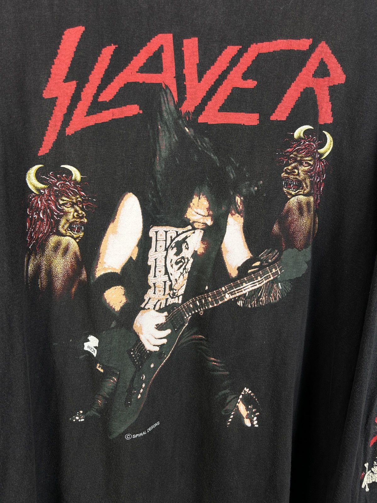 Band Tees 90s Vintage Slayer Spiral Designs Licensed Faded Long Sleeve Size US XL / EU 56 / 4 - 2 Thumbnail