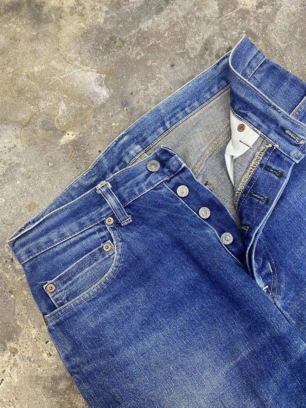 Japanese Brand × Vintage HR iron selvegde blue jeans wash japanese brand Size US 29 - 4 Thumbnail