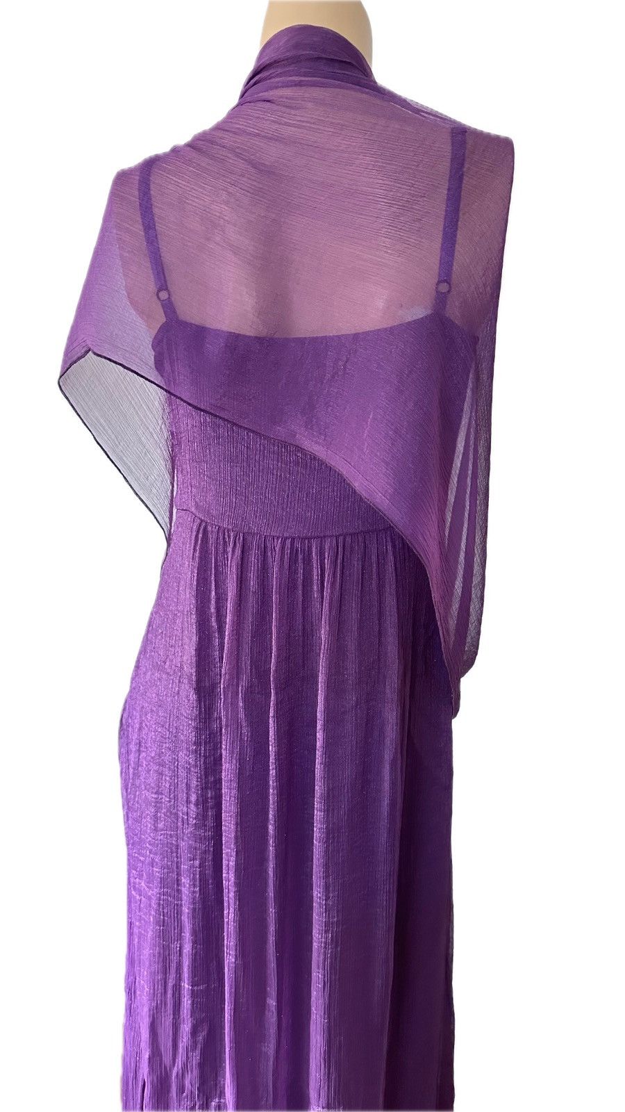 Other Vintage Beaded Metallic Princess Maxi Gown Slip Shawl 38 Size XS / US 0-2 / IT 36-38 - 3 Thumbnail