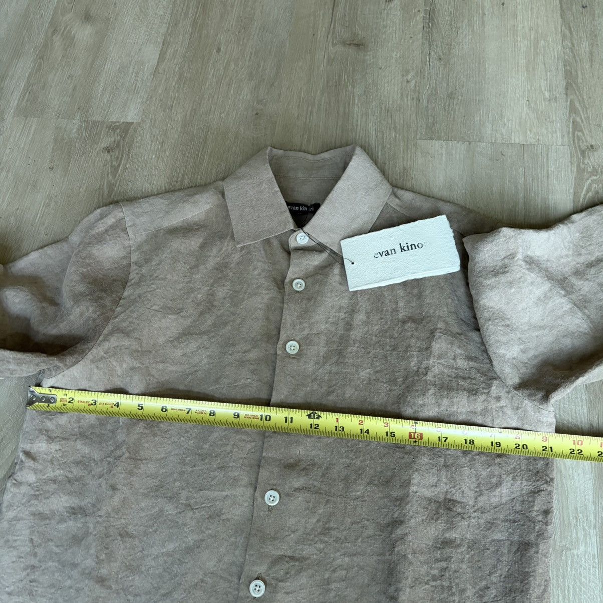 New Evan Kinori Flat Hem Shirt Mens Xs Hemp Japan 2026 in Beige, Men's — image 6 of 6