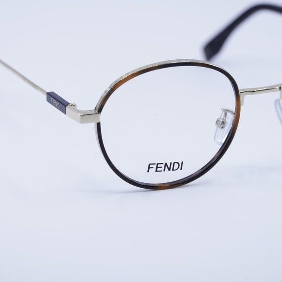Fendi Fendi FE50052U 032 Eyeglasses Havana/Gold 51mm Round Frame Size ONE SIZE - 8 Thumbnail