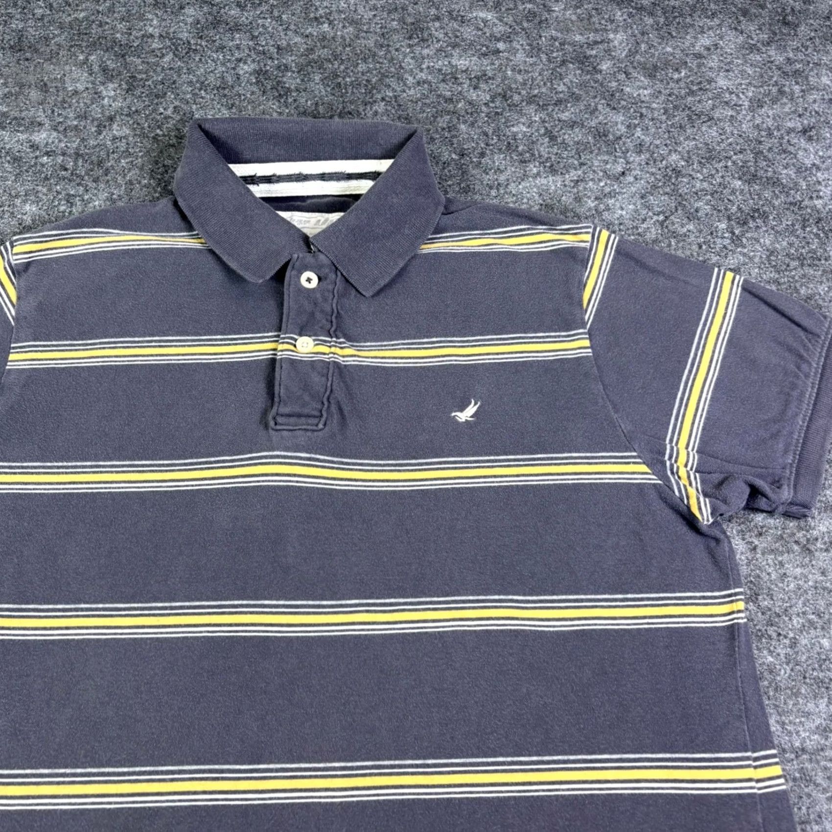 American Eagle Outfitters VINTAGE American Eagle Mens Striped Polo Shirt Gray Yellow Cotton Short Sleeve Large Size US L / EU 52-54 / 3 - 5 Thumbnail