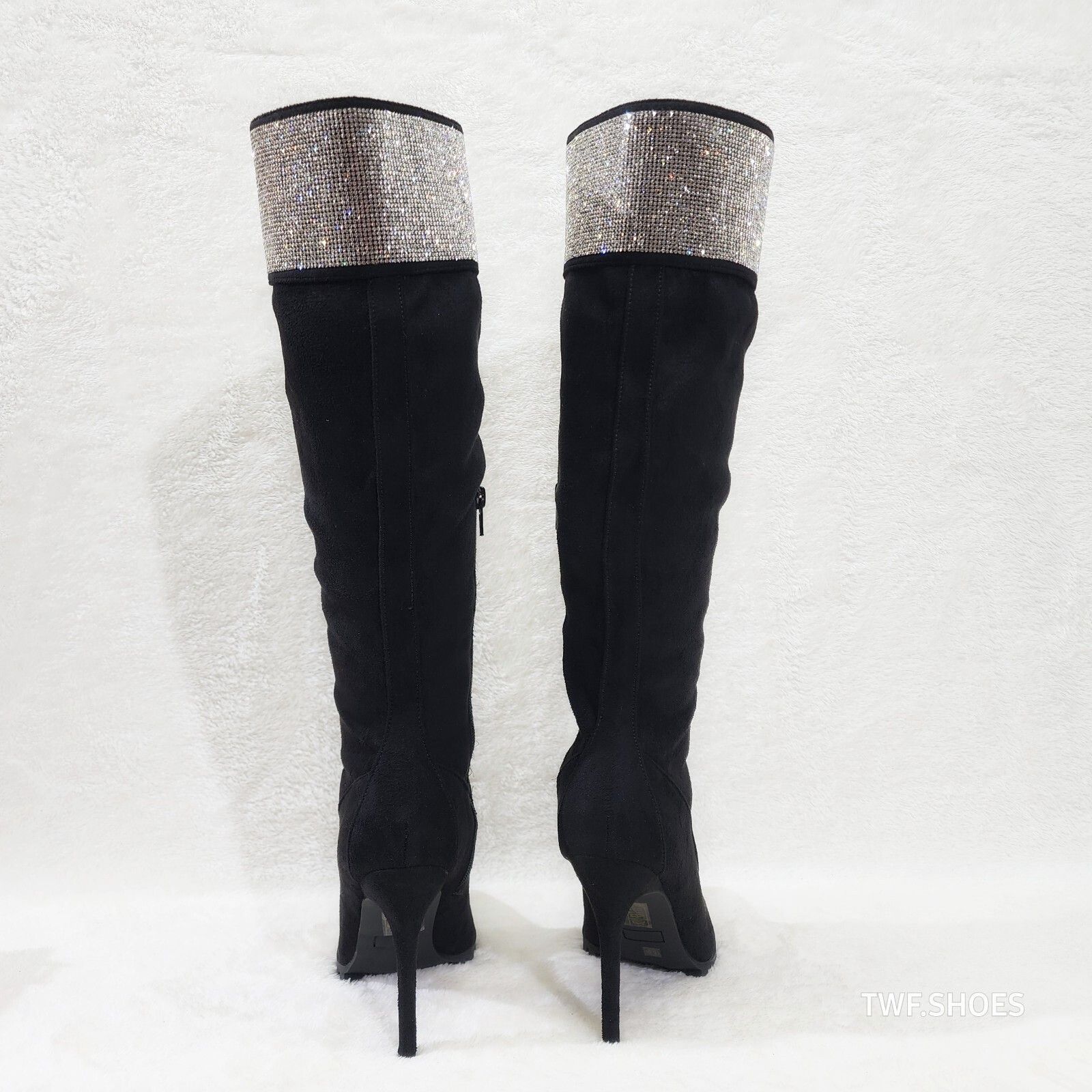 Other Queens FX Suede & Rhinestone Pointy Toe High Heels Stiletto Size US 10 / IT 40 - 5 Thumbnail