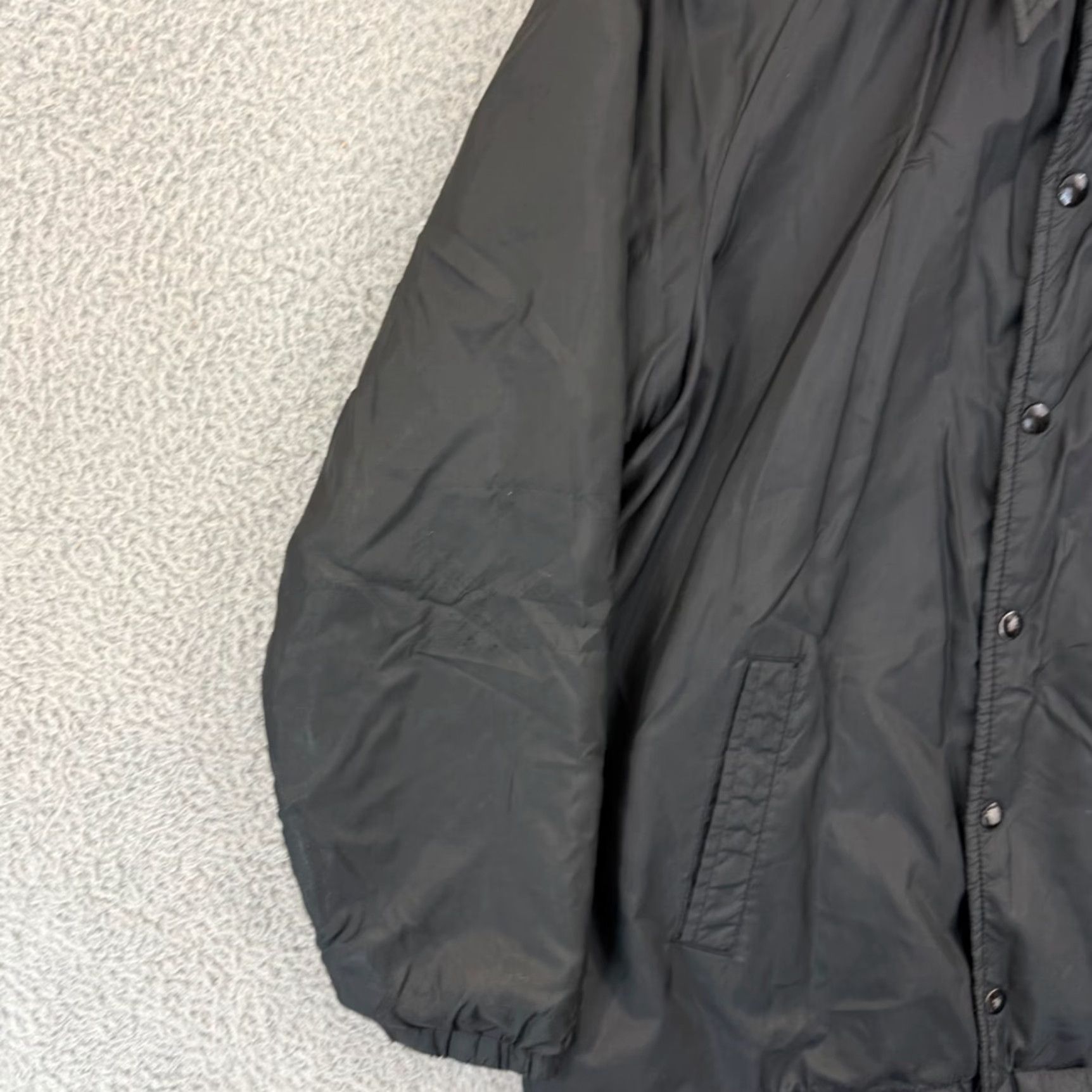 Vintage VINTAGE College Lane Jacket Men's Small Black 80s Varsity Nylon Lined Button Snap casual Athletic Sports Size US S / EU 44-46 / 1 - 4 Thumbnail