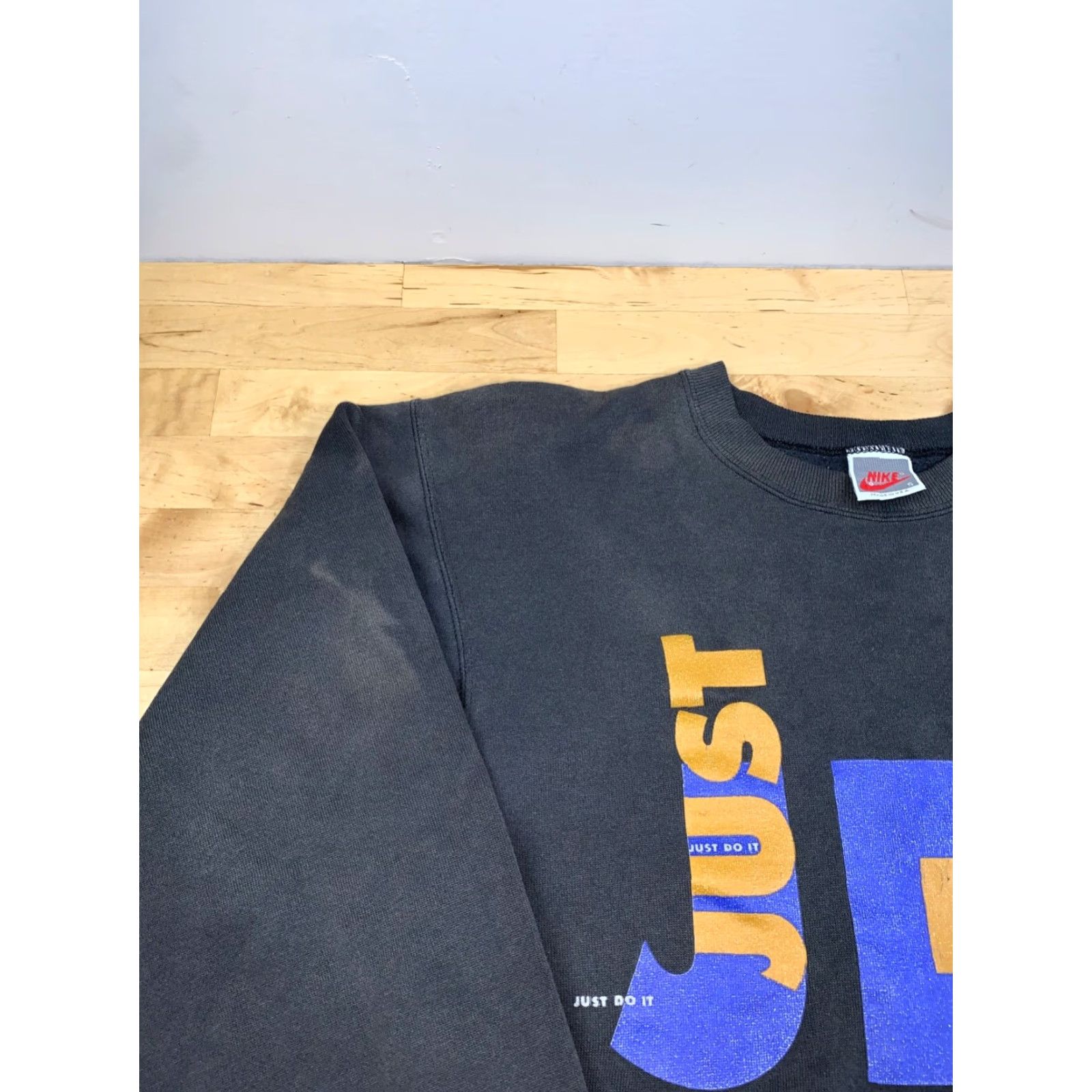 Nike VINTAGE Nike Just Do It Sweatshirt Mens S Black Pullover Crew Neck 80s USA Size US S / EU 44-46 / 1 - 3 Thumbnail