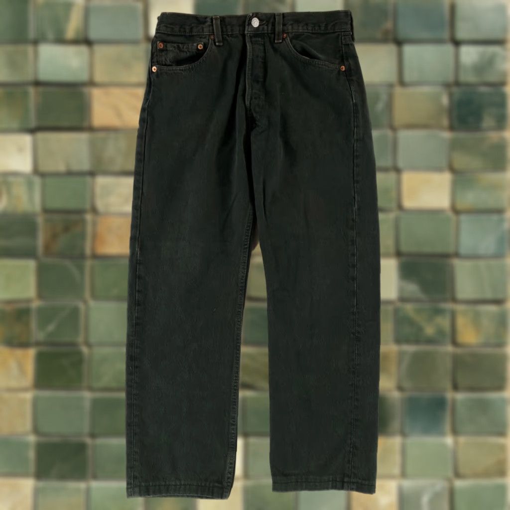 Levi's VINTAGE Levi's 501 Jeans Green Made USA Hemmed Mens 32x34 31x27.5 Actual 90s Straight Size US 31 - 1 Thumbnail