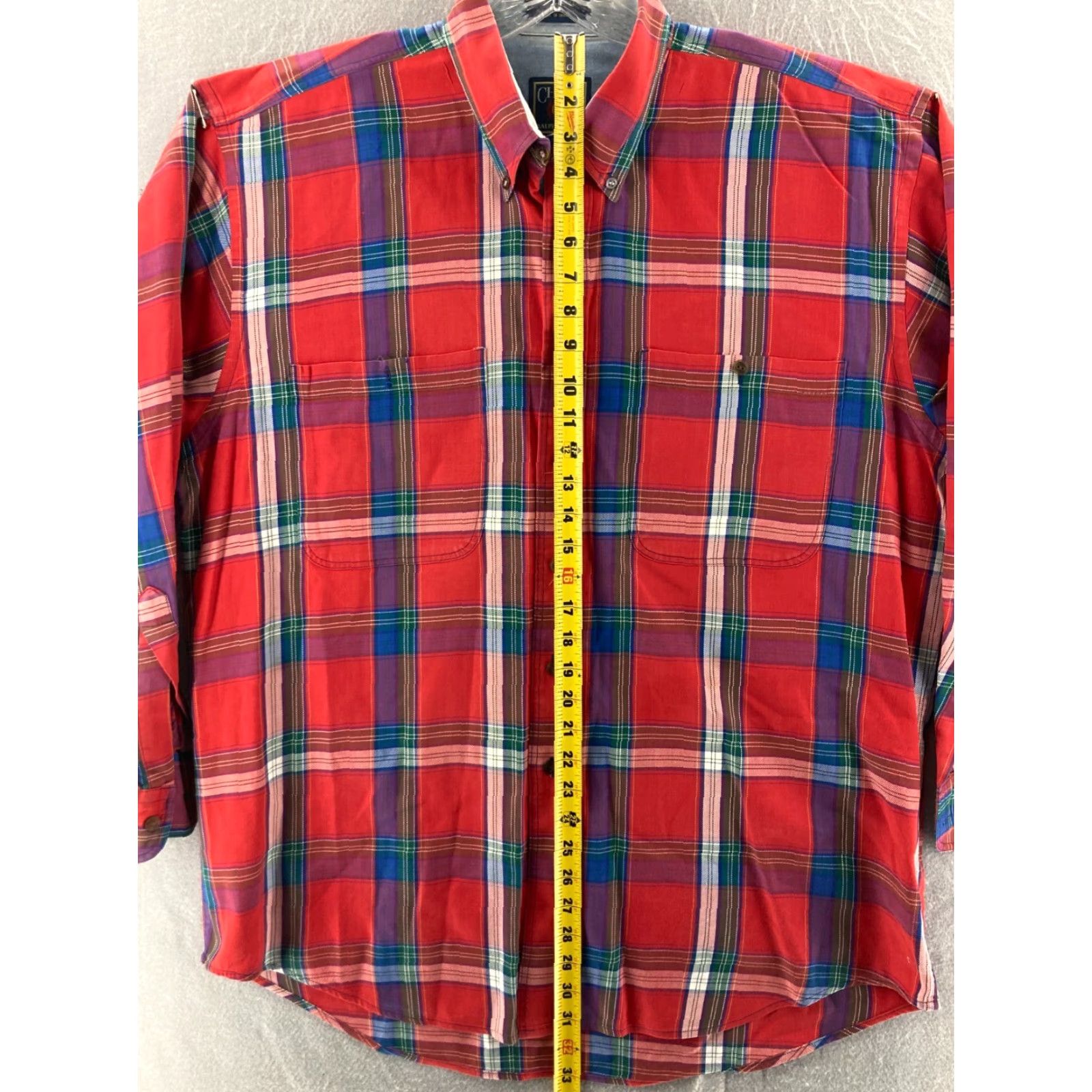 Chaps VINTAGE Chaps Shirt Men L Plaid Cotton Flannel Button-Up 90s Retro Red Adult Large Button-Down Size US L / EU 52-54 / 3 - 3 Thumbnail