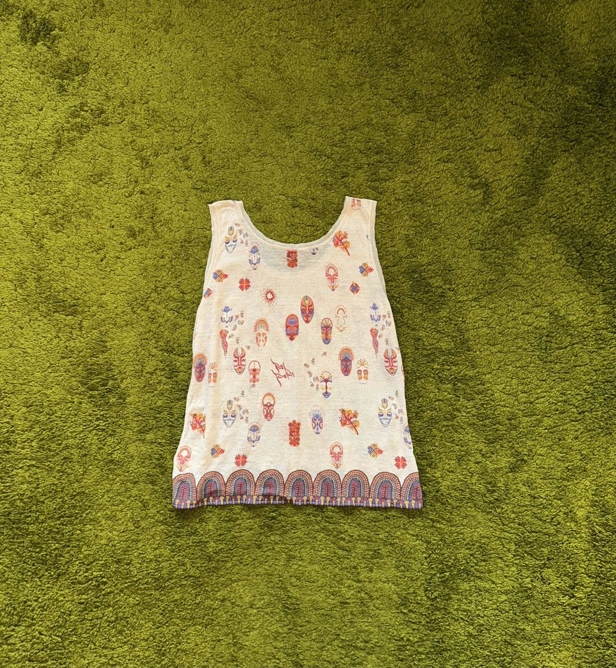 Designer Ivko avant garde linen blend native pattern tank top vest Size M / US 6-8 / IT 42-44 - 2 Thumbnail