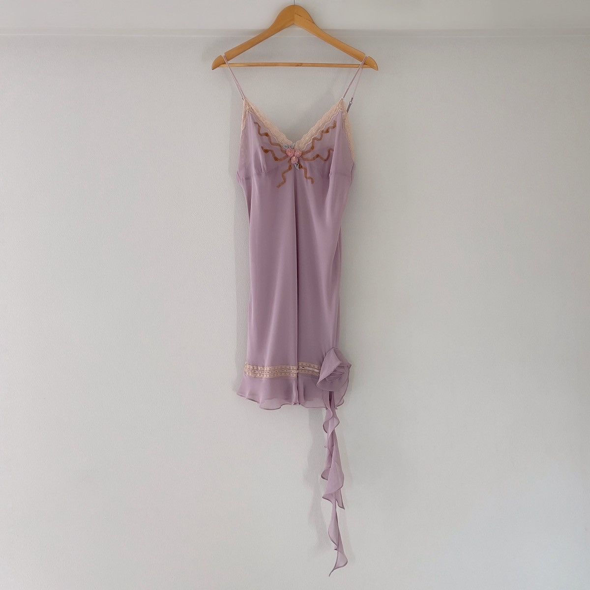 Vintage Romantic Dusty Purple Chiffon Semi-Sheer Mini Dress (Large) Size L / US 10 / IT 46 - 12 Thumbnail
