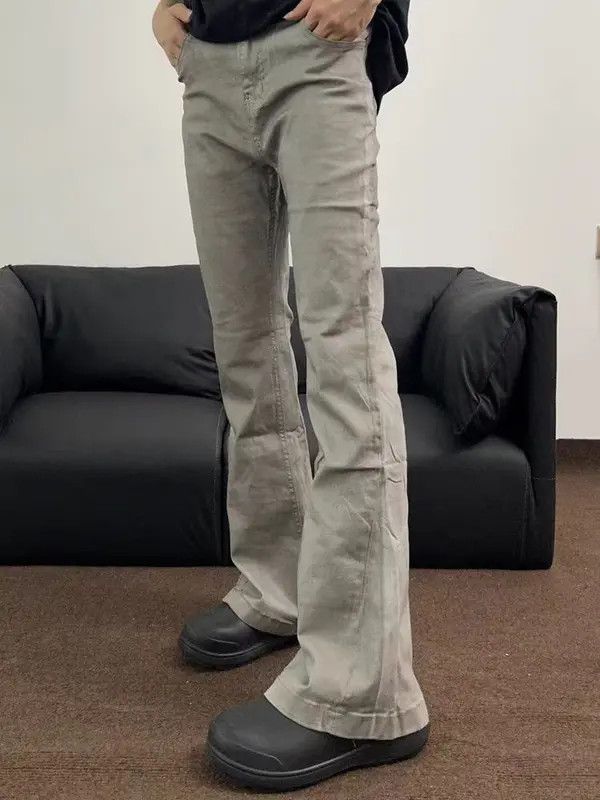 VIBE Washed Gray Tie-Dye Micro Flare Casual Denim Trousers Size US 34 / EU 50 - 6 Thumbnail