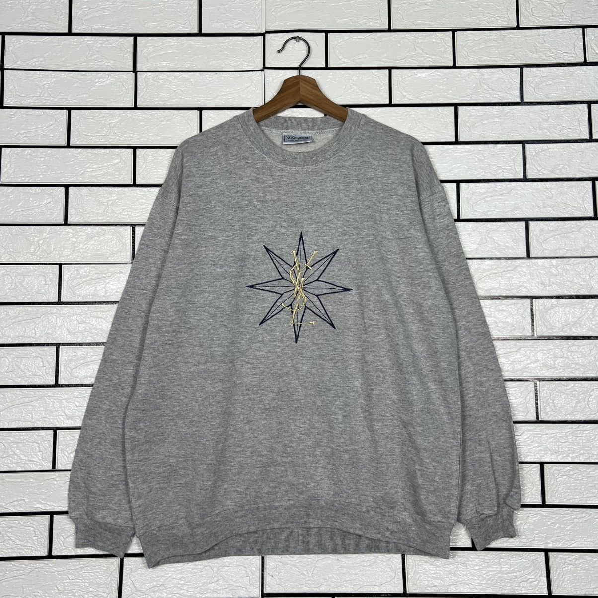 Yves Saint Laurent 90's YSL Embroidered Logo Crewneck Sweatshirt #4168-C191 Size US L / EU 52-54 / 3 - 1 Thumbnail
