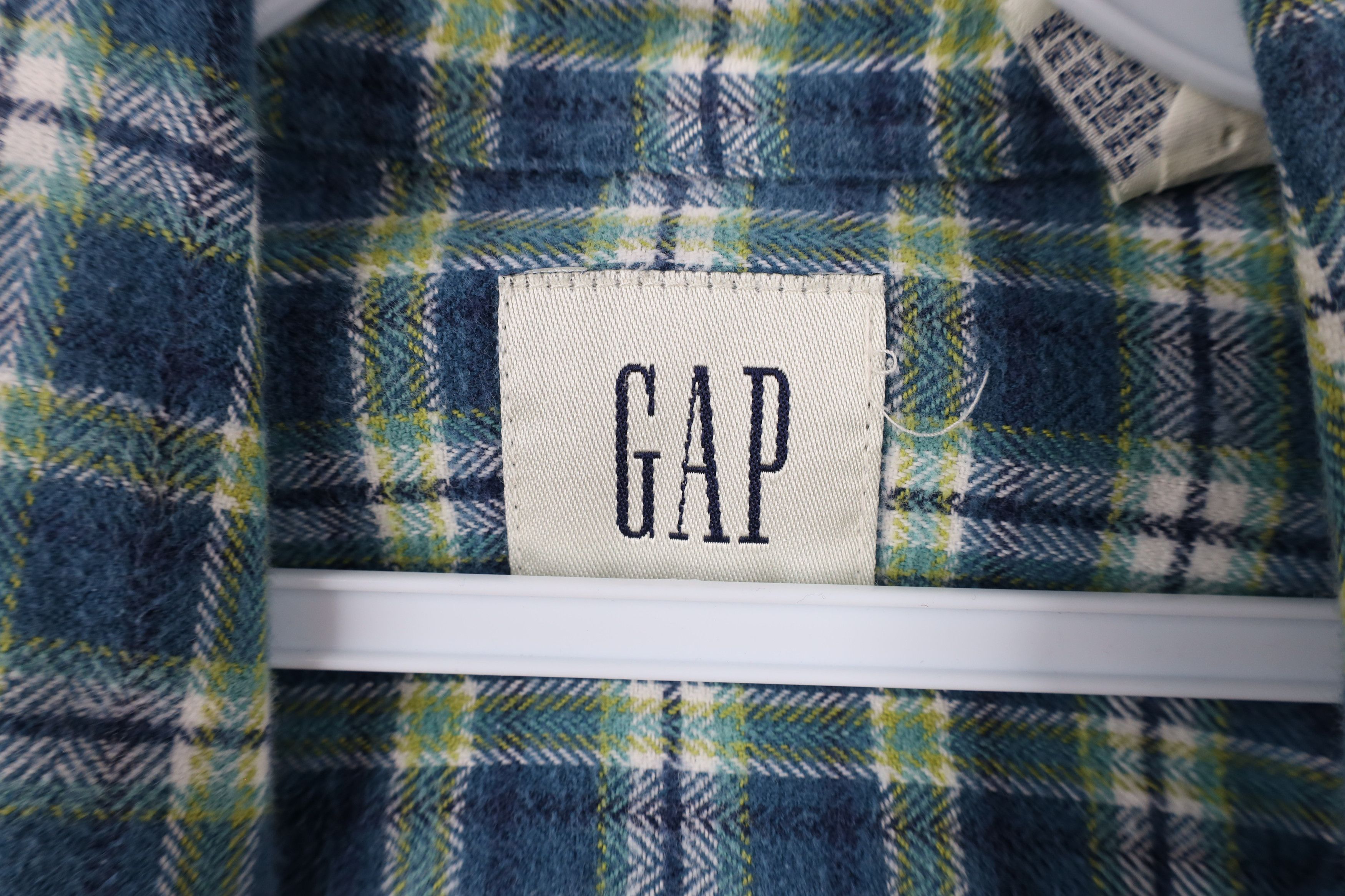Gap × Vintage Vintage 90s Gap Collared Button Down Shirt Blue Plaid Size US XL / EU 56 / 4 - 6 Thumbnail