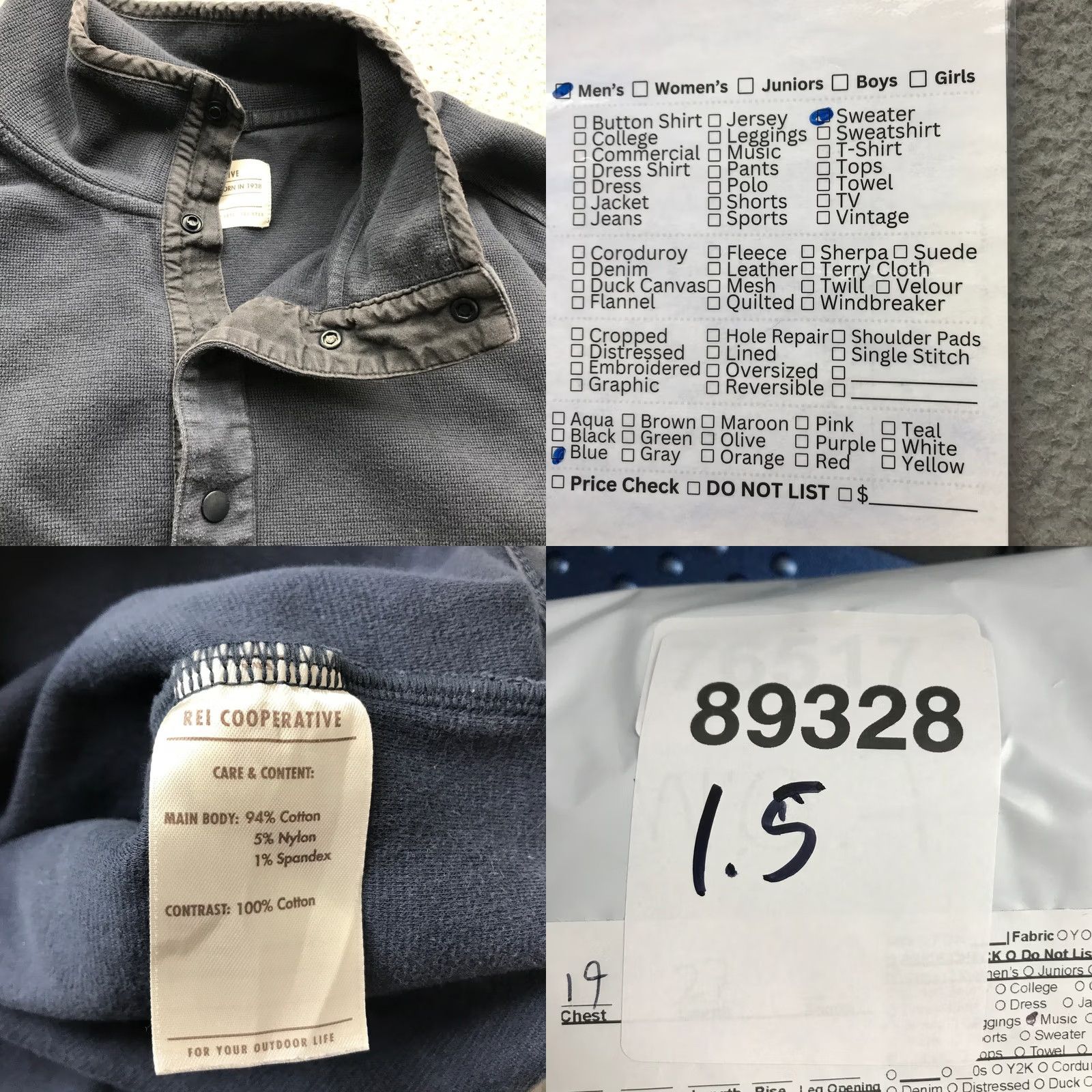 Vintage REI Coop Pullover Sweater Mens L Blue Henley Mock Neck Knit Casual Outdoor Old Navy? Size US L / EU 52-54 / 3 - 8 Thumbnail