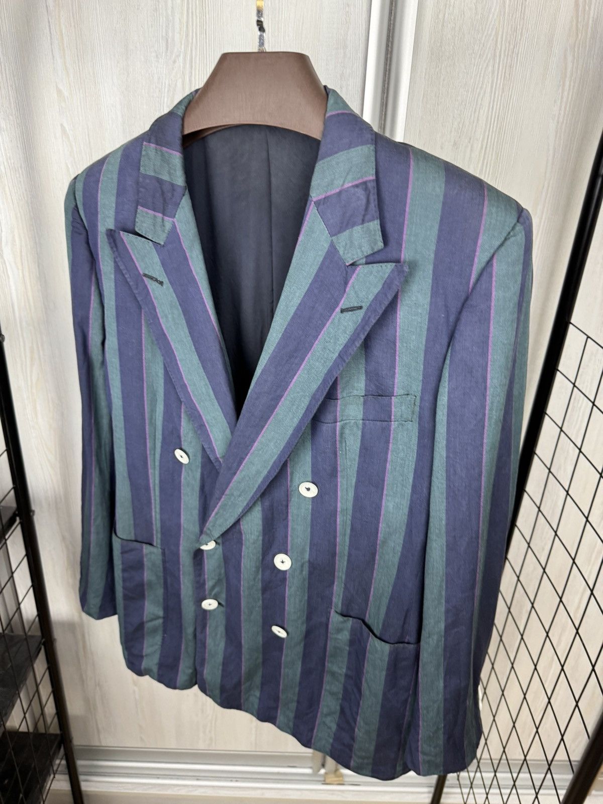 Alfred Dunhill Dunhill vintage double breasted made in Italy striped blazer Size 44R - 7 Thumbnail