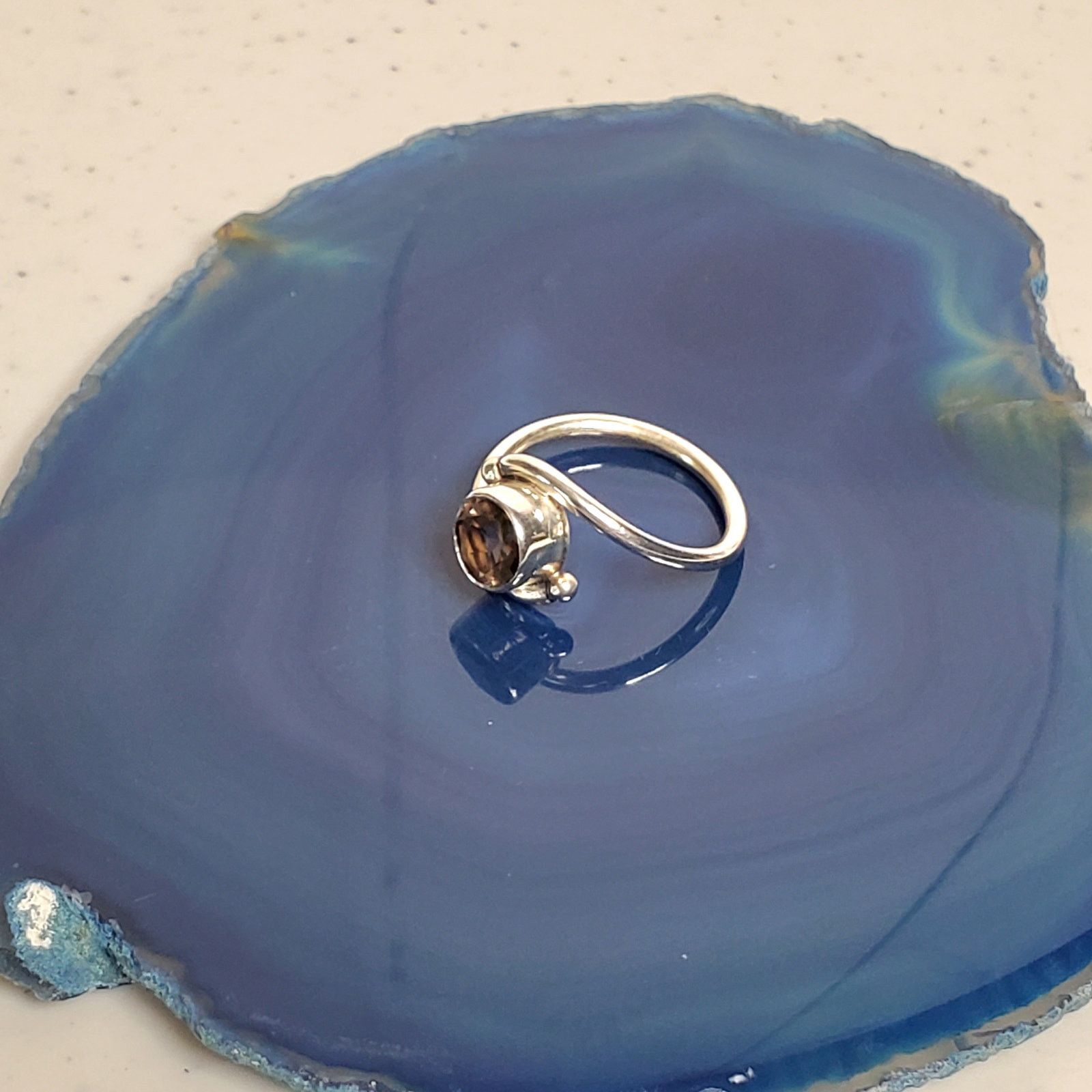 Sterling Silver Unbranded .925 Sterling Silver Smoky Quartz Art Deco Ring Size ONE SIZE - 7 Thumbnail