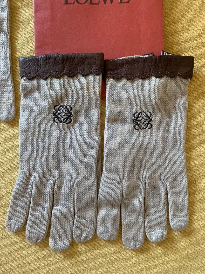 Loewe Loewe Cotton and hemp embroidered leather gloves Size ONE SIZE - 3 Thumbnail