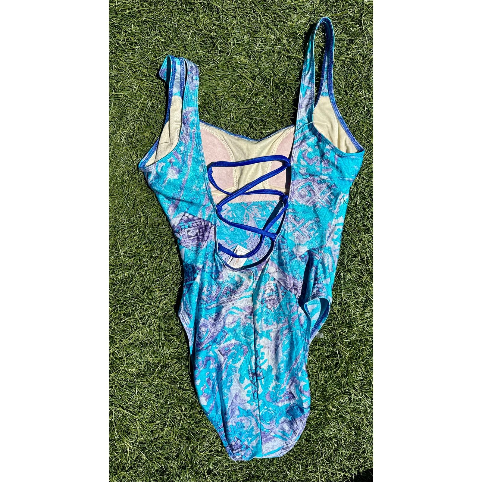 Vintage Vintage 90’s Sessa Strappy Blue One Piece Swim Suit Large 14 Size L / US 10 / IT 46 - 2 Thumbnail